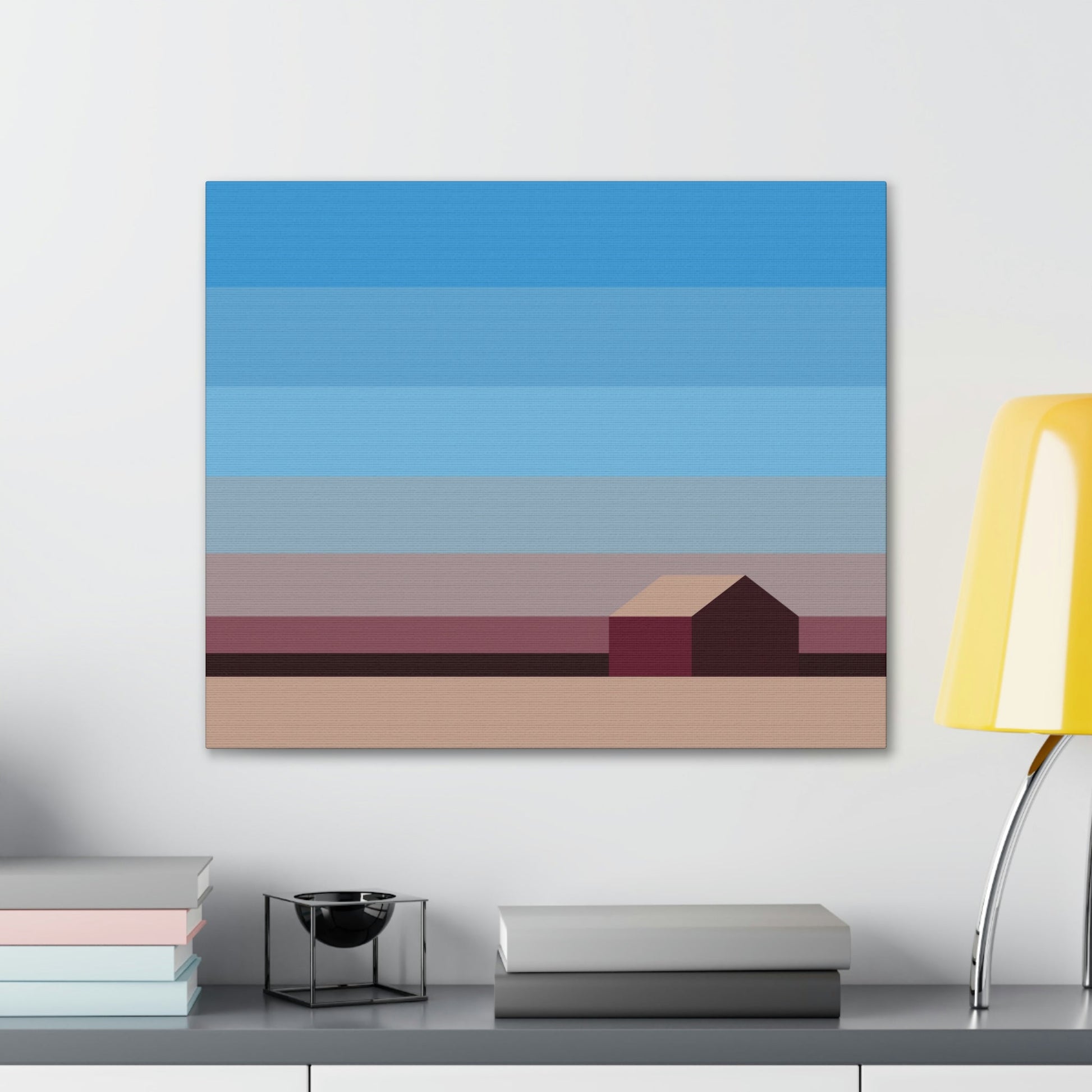 Sunset House Minimalist Abstract Art Landscape Minimal Design Aesthetic Classic Art Canvas Gallery Wraps Ichaku [Perfect Gifts Selection]