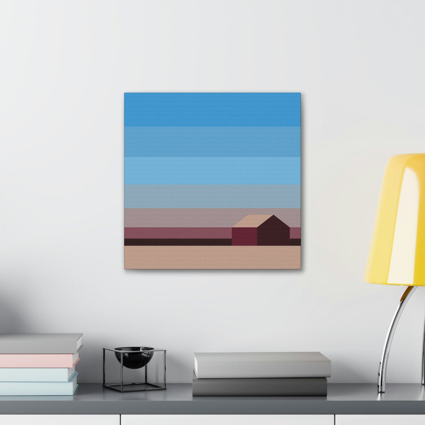 Sunset House Minimalist Abstract Art Landscape Minimal Design Aesthetic Classic Art Canvas Gallery Wraps Ichaku [Perfect Gifts Selection]