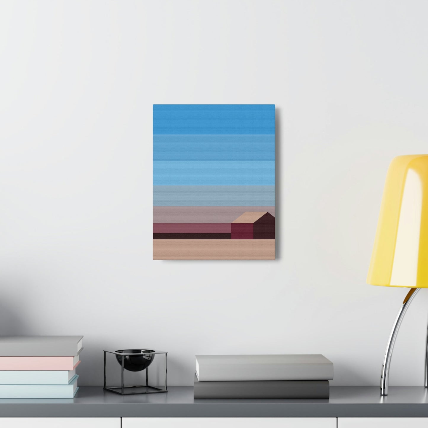 Sunset House Minimalist Abstract Art Landscape Minimal Design Aesthetic Classic Art Canvas Gallery Wraps Ichaku [Perfect Gifts Selection]