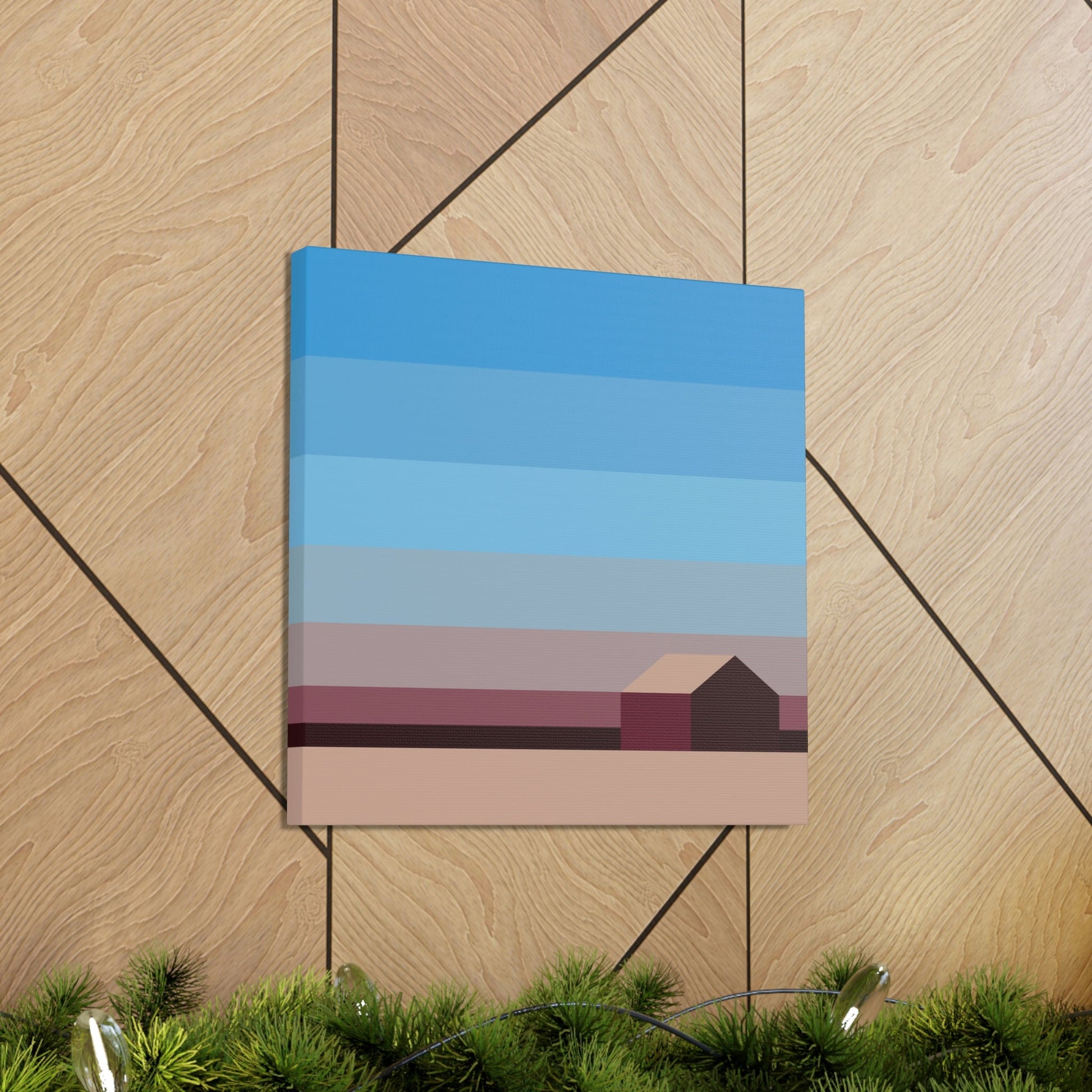 Sunset House Minimalist Abstract Art Landscape Minimal Design Aesthetic Classic Art Canvas Gallery Wraps Ichaku [Perfect Gifts Selection]