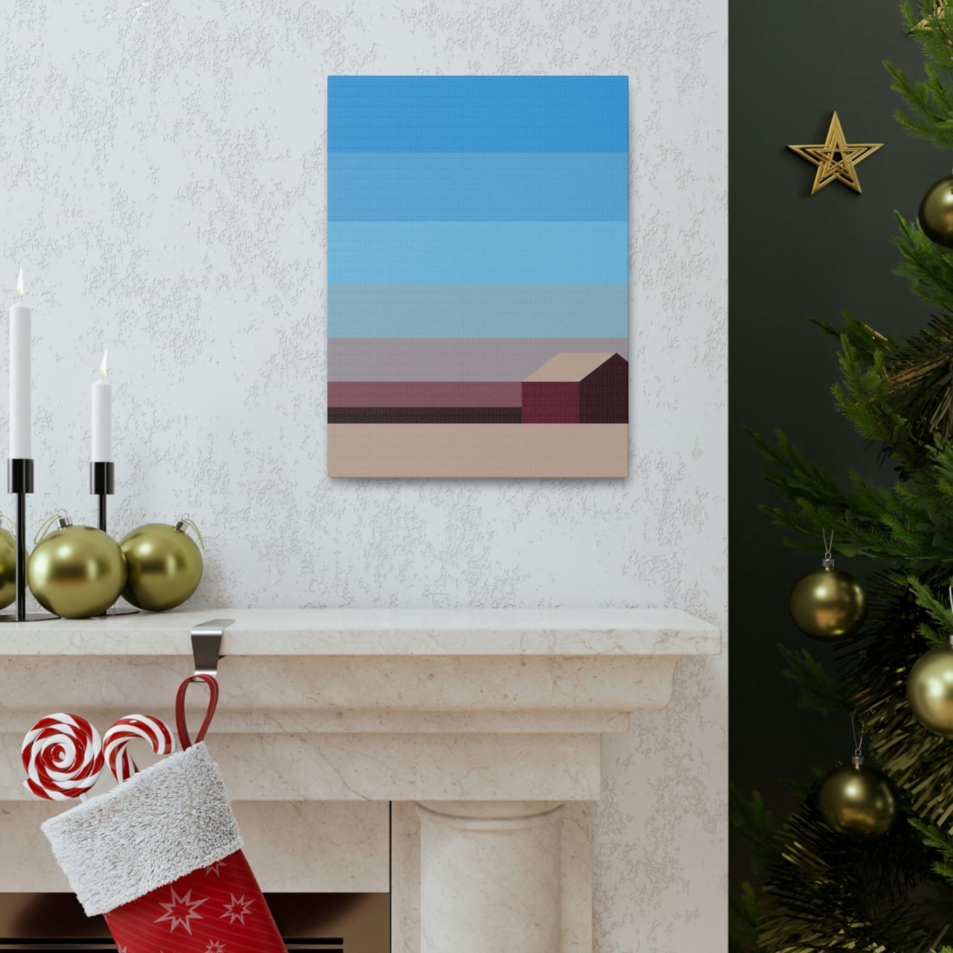 Sunset House Minimalist Abstract Art Landscape Minimal Design Aesthetic Classic Art Canvas Gallery Wraps Ichaku [Perfect Gifts Selection]