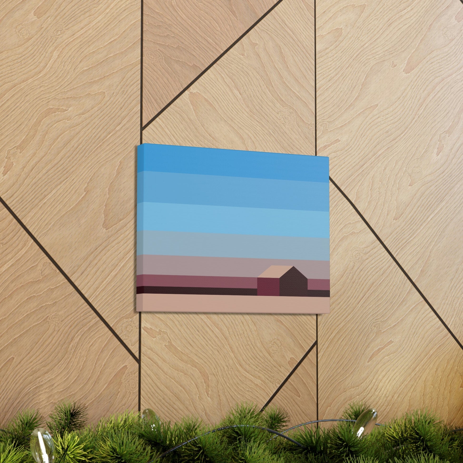 Sunset House Minimalist Abstract Art Landscape Minimal Design Aesthetic Classic Art Canvas Gallery Wraps Ichaku [Perfect Gifts Selection]