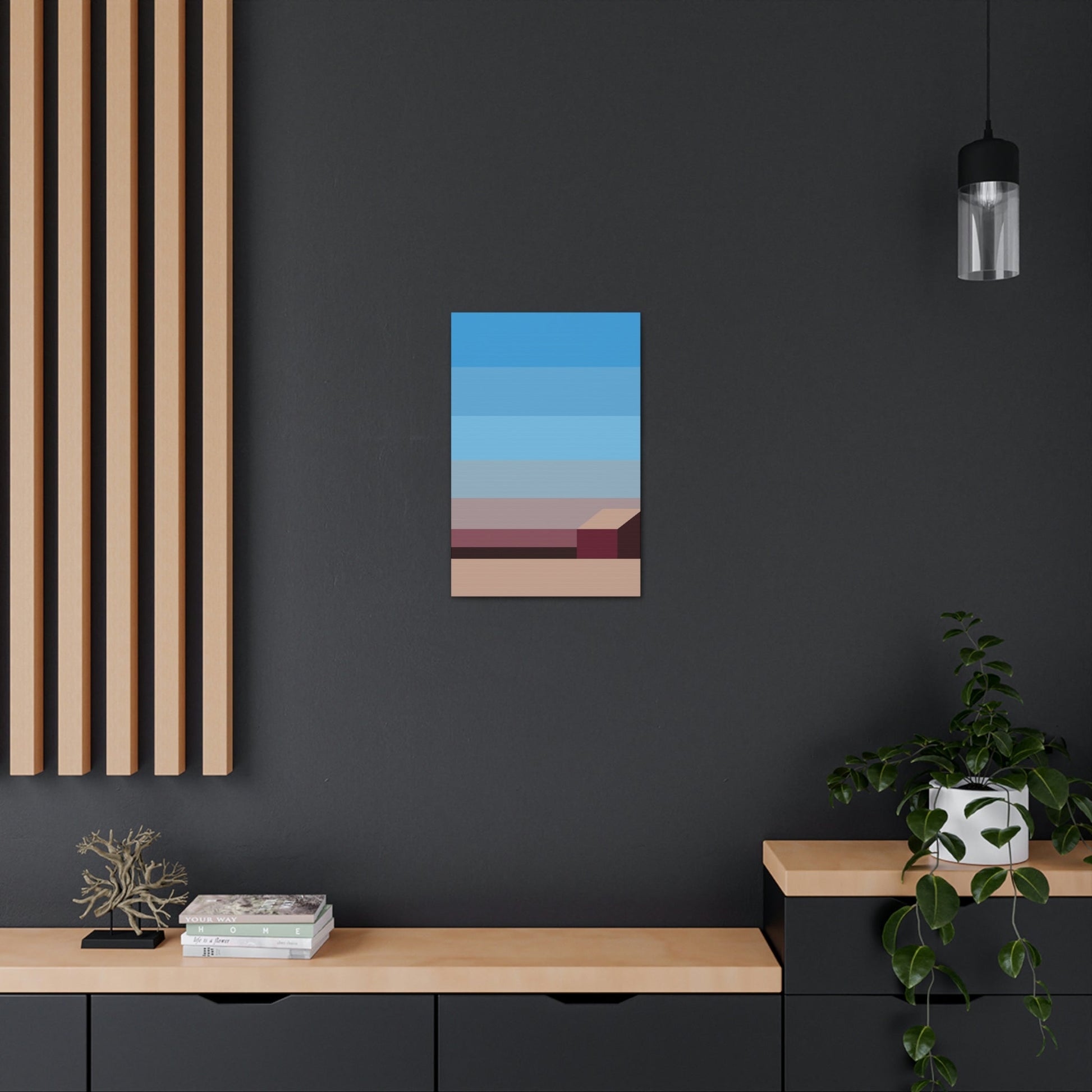 Sunset House Minimalist Abstract Art Landscape Minimal Design Aesthetic Classic Art Canvas Gallery Wraps Ichaku [Perfect Gifts Selection]