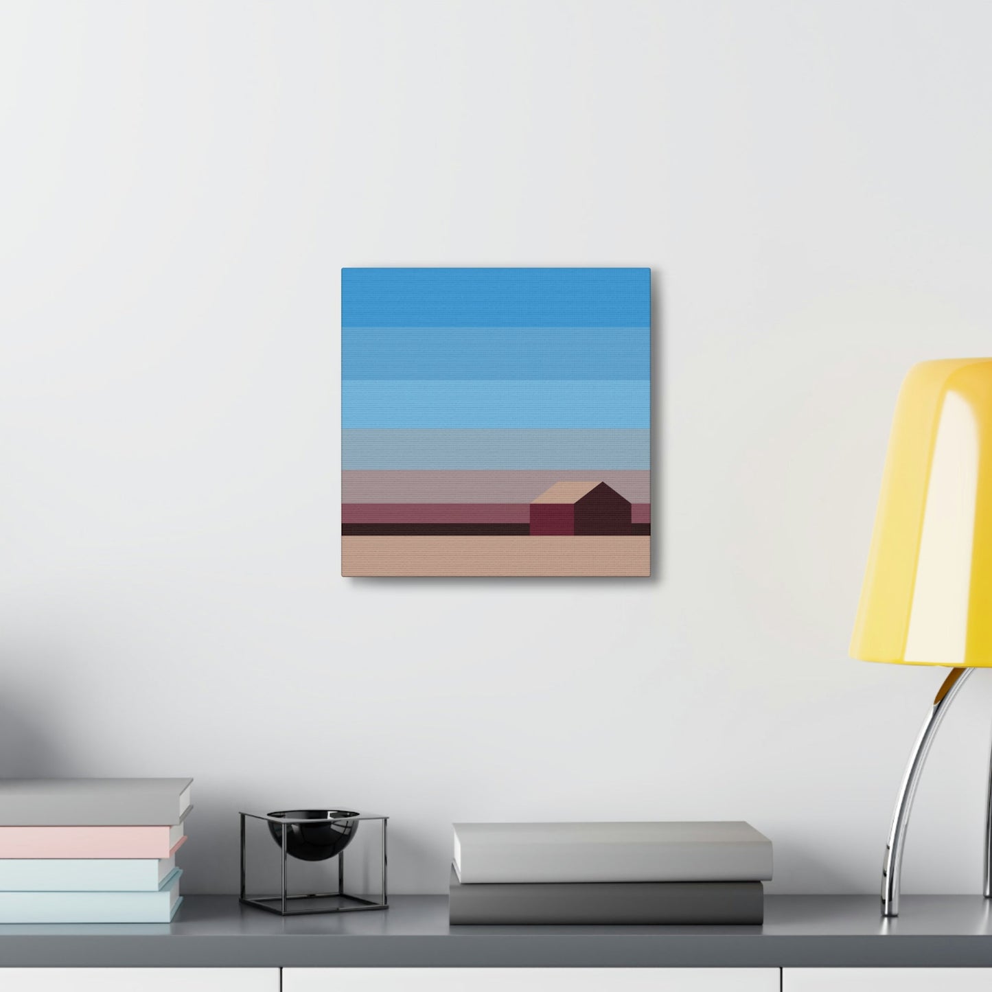 Sunset House Minimalist Abstract Art Landscape Minimal Design Aesthetic Classic Art Canvas Gallery Wraps Ichaku [Perfect Gifts Selection]