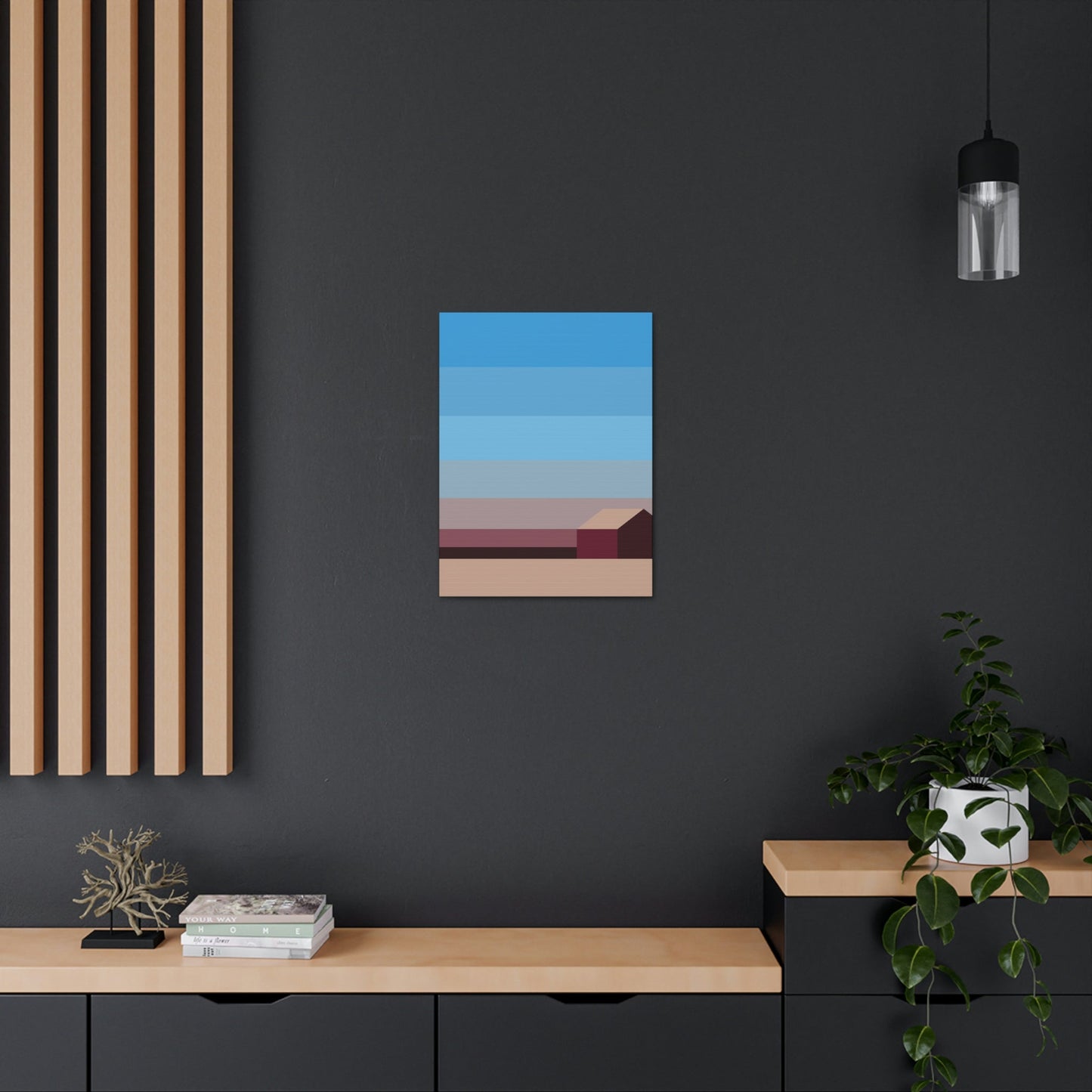 Sunset House Minimalist Abstract Art Landscape Minimal Design Aesthetic Classic Art Canvas Gallery Wraps Ichaku [Perfect Gifts Selection]