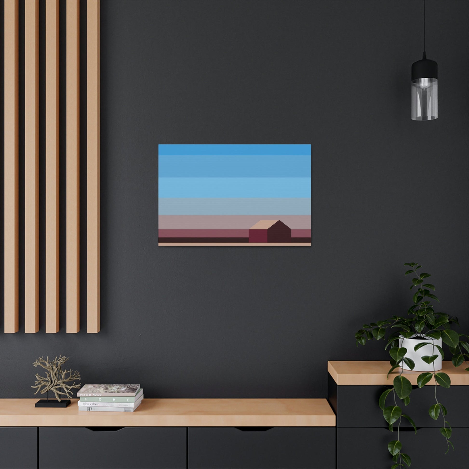 Sunset House Minimalist Abstract Art Landscape Minimal Design Aesthetic Classic Art Canvas Gallery Wraps Ichaku [Perfect Gifts Selection]