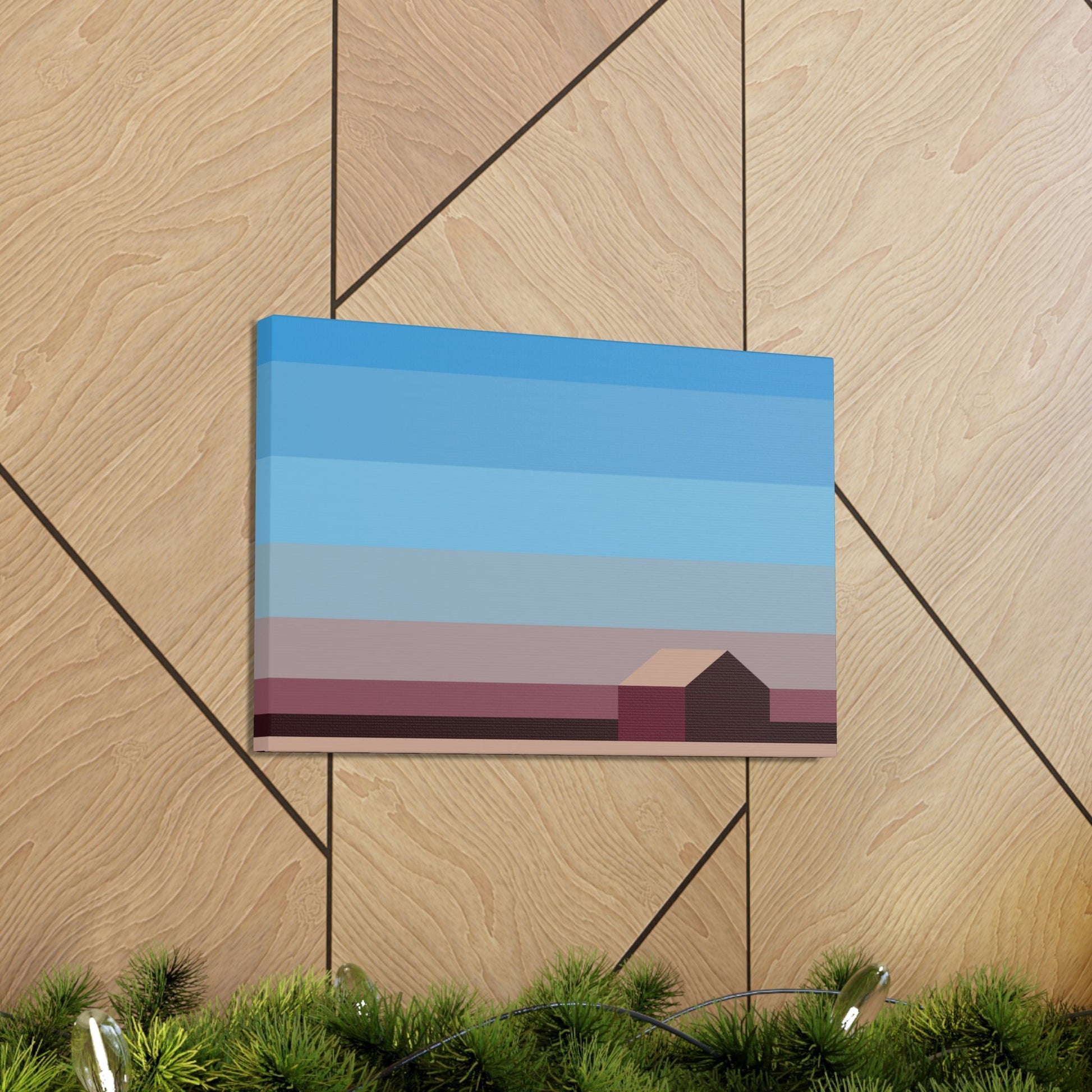 Sunset House Minimalist Abstract Art Landscape Minimal Design Aesthetic Classic Art Canvas Gallery Wraps Ichaku [Perfect Gifts Selection]