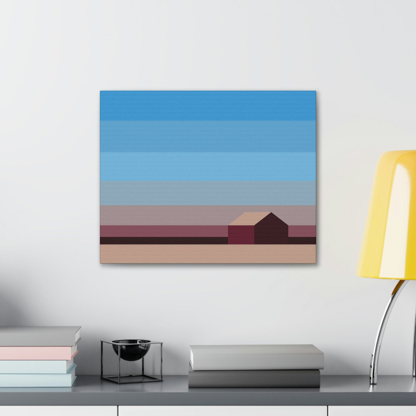 Sunset House Minimalist Abstract Art Landscape Minimal Design Aesthetic Classic Art Canvas Gallery Wraps Ichaku [Perfect Gifts Selection]