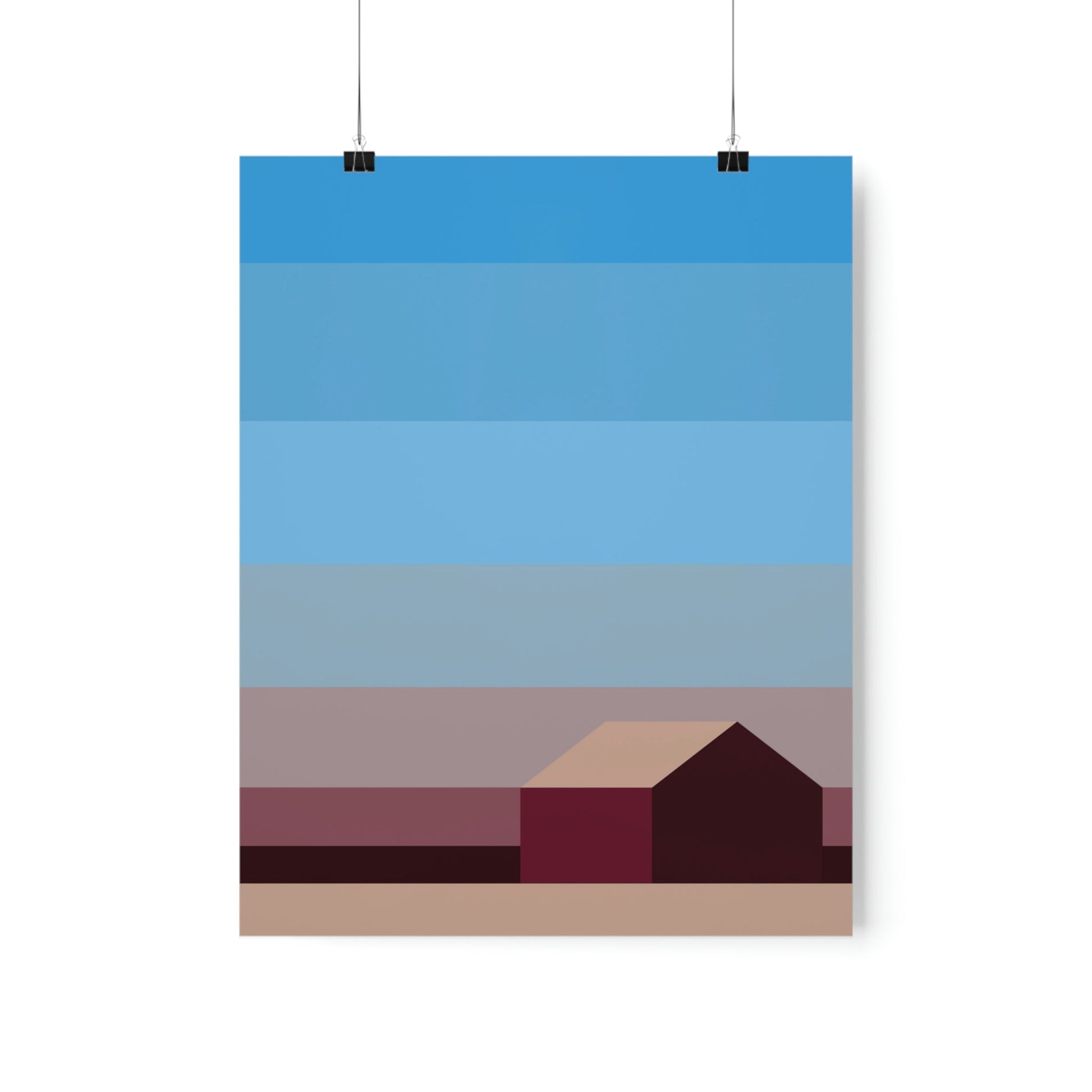 Sunset House Minimalist Abstract Art Landscape Minimal Design Premium Matte Vertical Posters Ichaku [Perfect Gifts Selection]