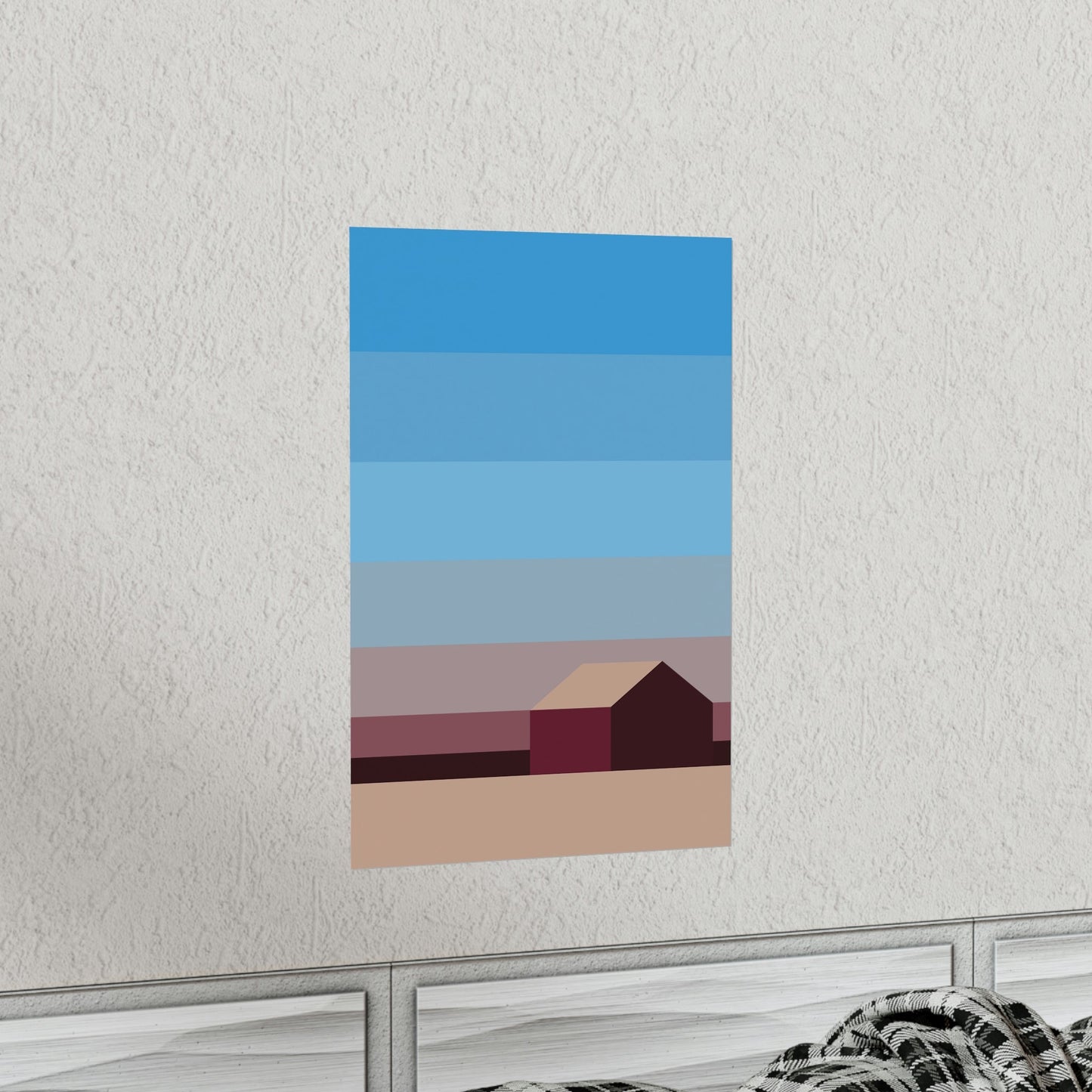 Sunset House Minimalist Abstract Art Landscape Minimal Design Premium Matte Vertical Posters Ichaku [Perfect Gifts Selection]