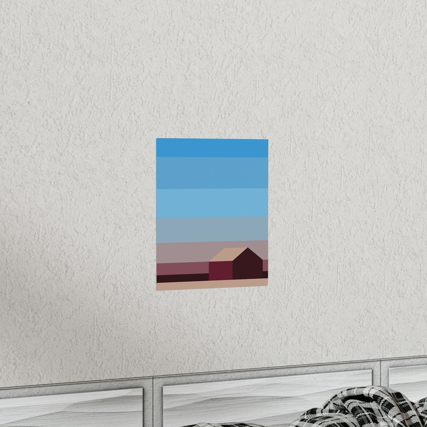 Sunset House Minimalist Abstract Art Landscape Minimal Design Premium Matte Vertical Posters Ichaku [Perfect Gifts Selection]