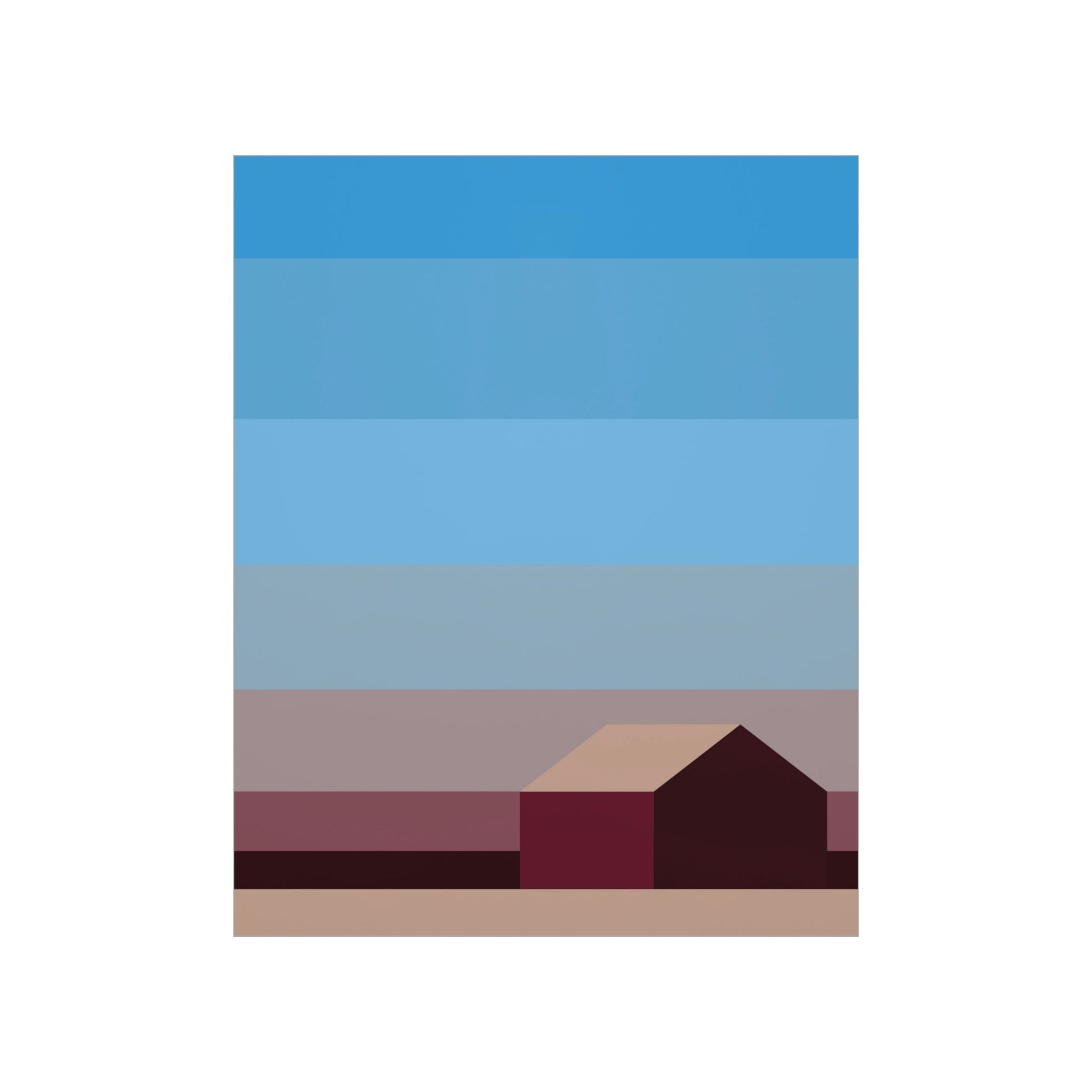 Sunset House Minimalist Abstract Art Landscape Minimal Design Premium Matte Vertical Posters Ichaku [Perfect Gifts Selection]