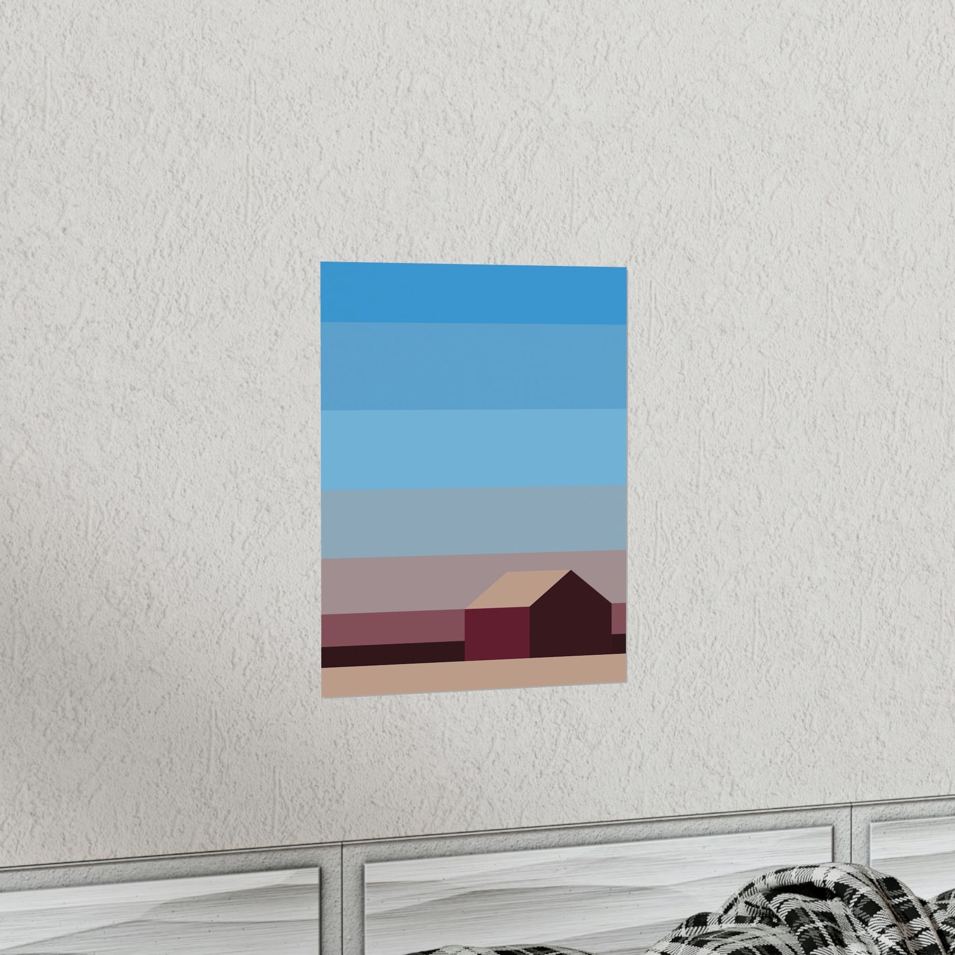 Sunset House Minimalist Abstract Art Landscape Minimal Design Premium Matte Vertical Posters Ichaku [Perfect Gifts Selection]