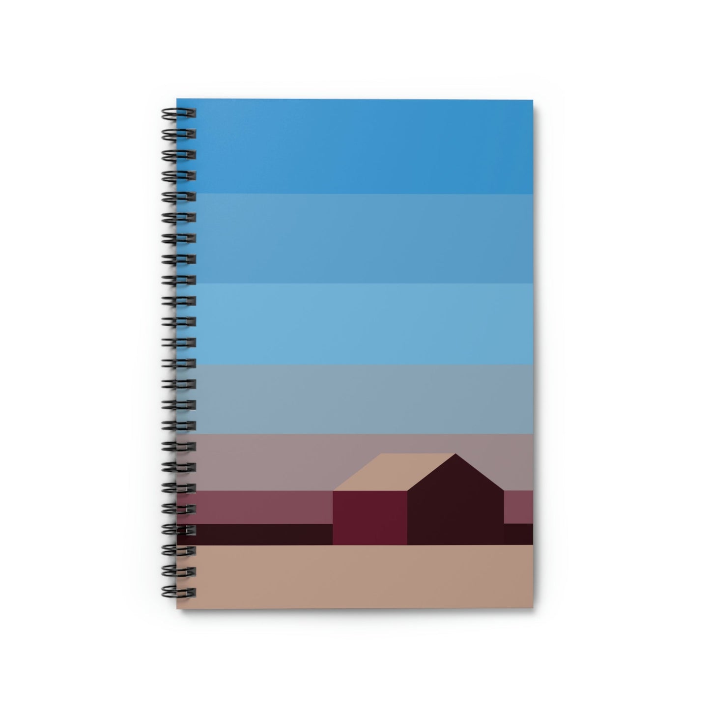 Sunset House Minimalist Abstract Art Landscape Minimal Design Spiral Notebook - Ruled Line Ichaku [Perfect Gifts Selection]