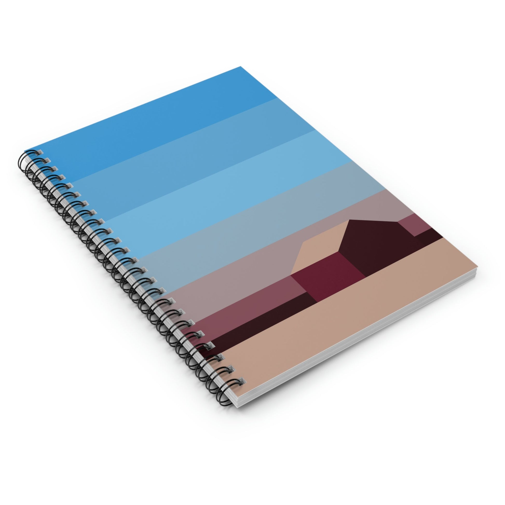 Sunset House Minimalist Abstract Art Landscape Minimal Design Spiral Notebook - Ruled Line Ichaku [Perfect Gifts Selection]