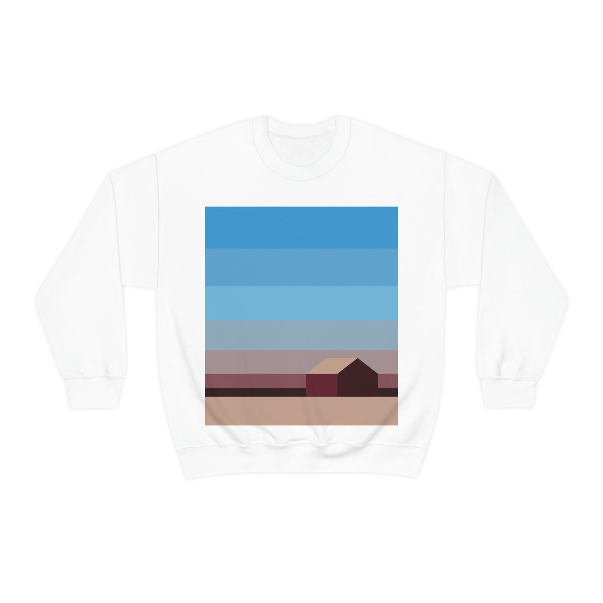 Sunset House Minimalist Abstract Art Landscape Minimal Design Unisex Heavy Blend™ Crewneck Sweatshirt Ichaku [Perfect Gifts Selection]