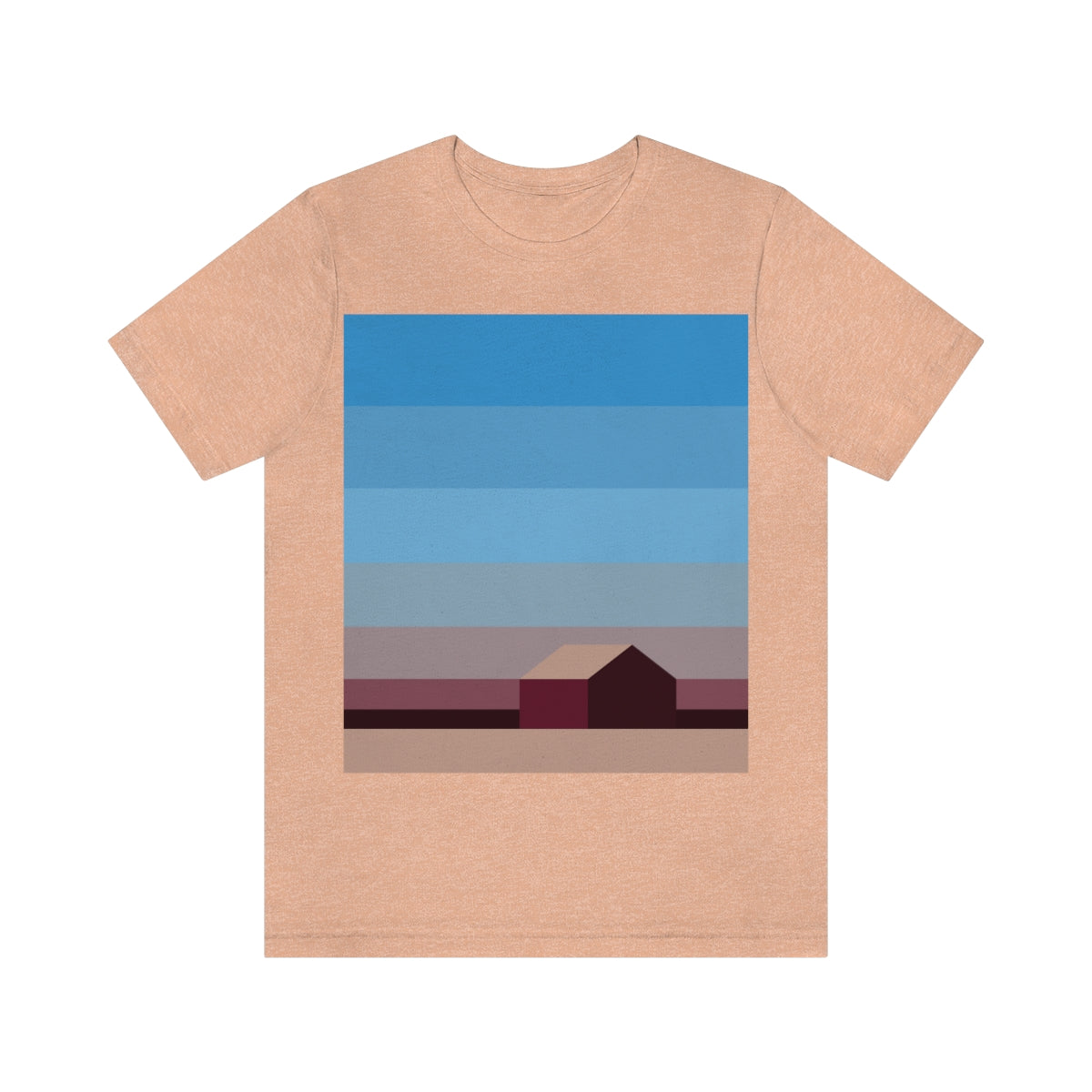 Sunset House Minimalist Abstract Art Landscape Minimal Design Unisex Jersey Short Sleeve T-Shirt Ichaku [Perfect Gifts Selection]