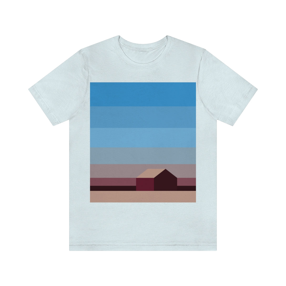 Sunset House Minimalist Abstract Art Landscape Minimal Design Unisex Jersey Short Sleeve T-Shirt Ichaku [Perfect Gifts Selection]