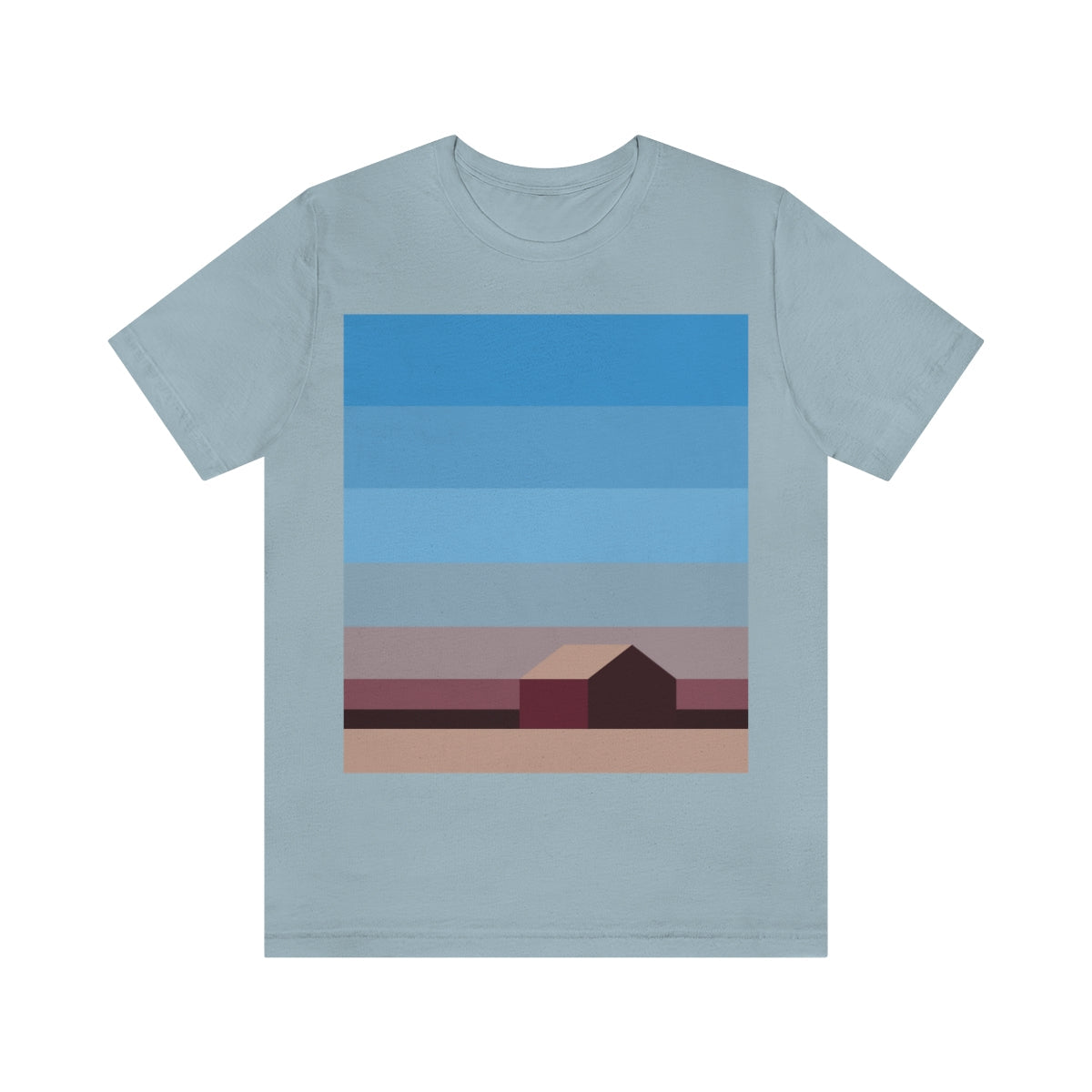 Sunset House Minimalist Abstract Art Landscape Minimal Design Unisex Jersey Short Sleeve T-Shirt Ichaku [Perfect Gifts Selection]