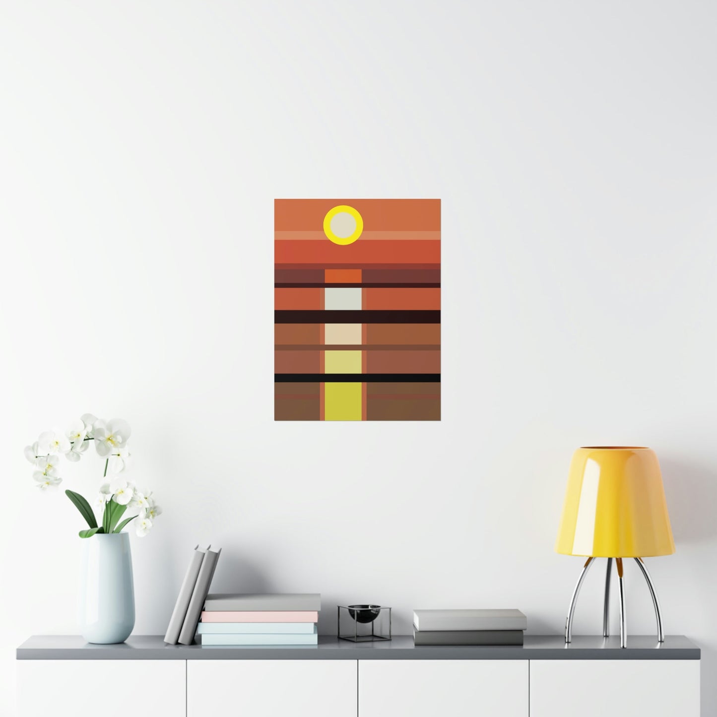 Sunset Minimal Art Landscape Water Aesthetics Premium Matte Vertical Posters Ichaku [Perfect Gifts Selection]