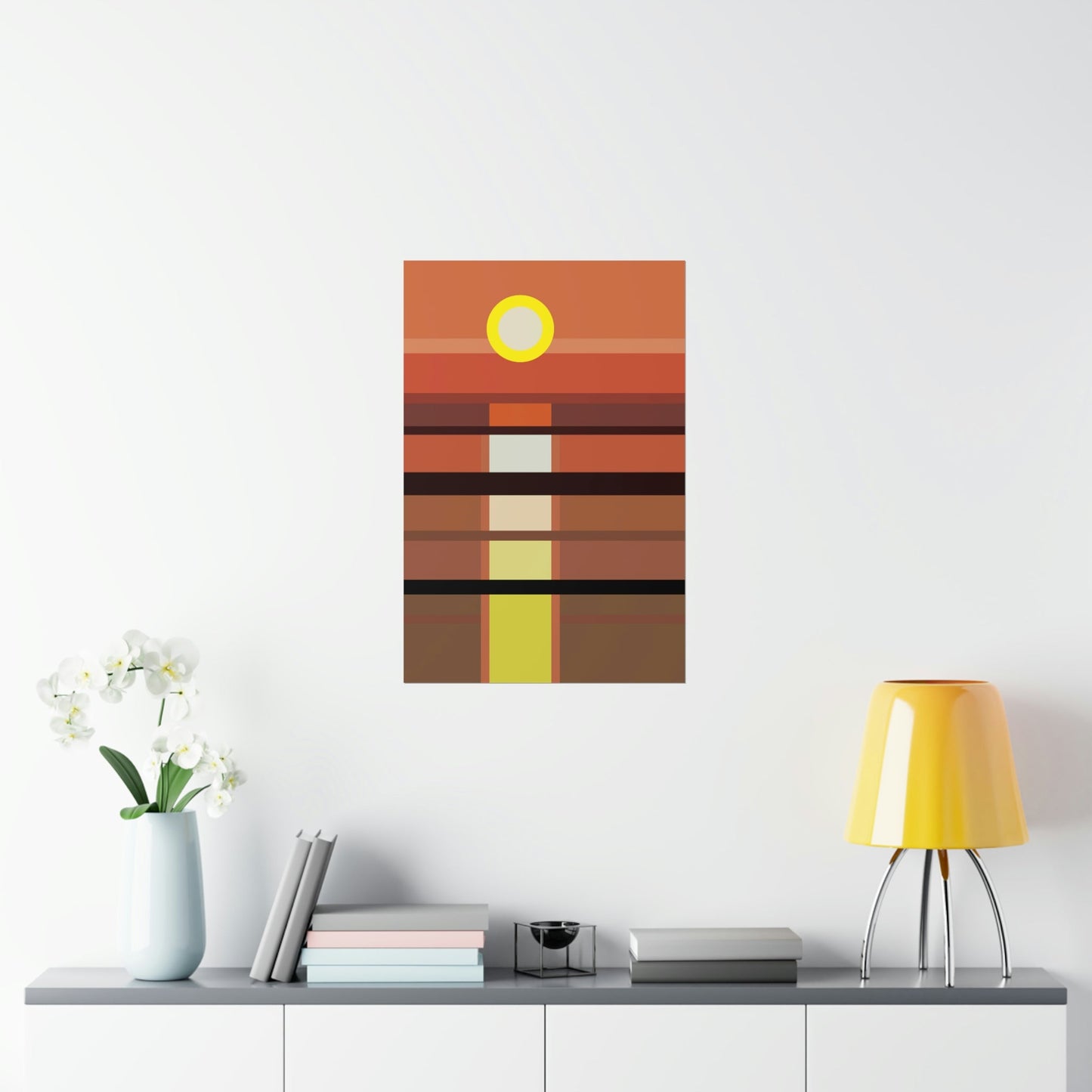 Sunset Minimal Art Landscape Water Aesthetics Premium Matte Vertical Posters Ichaku [Perfect Gifts Selection]