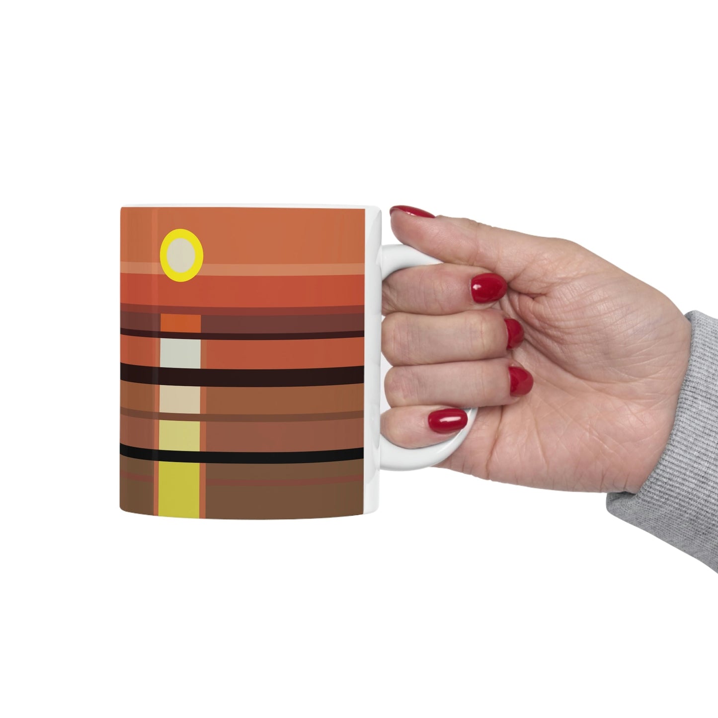 Sunset Minimal Art Landscape Water Ceramic Mug 11oz Ichaku [Perfect Gifts Selection]