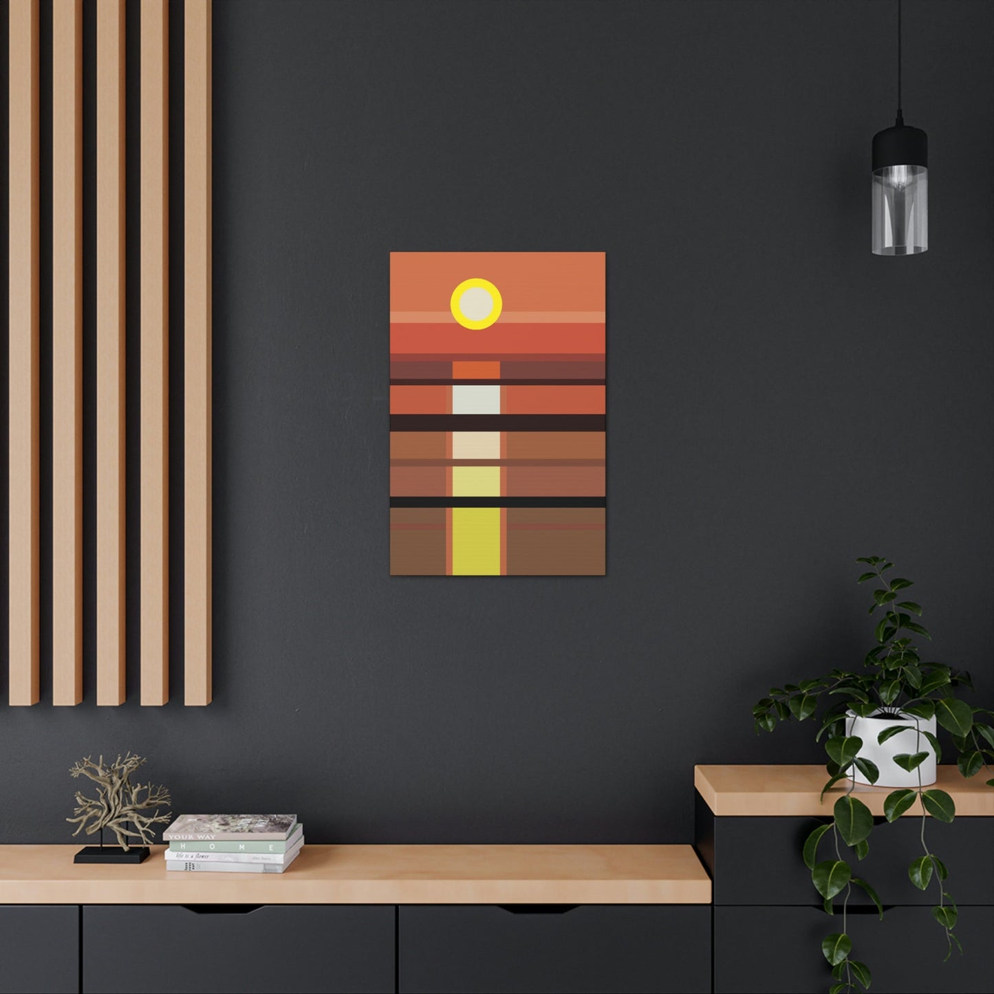 Sunset Minimal Art Landscape Water Classic Art Canvas Gallery Wraps Ichaku [Perfect Gifts Selection]