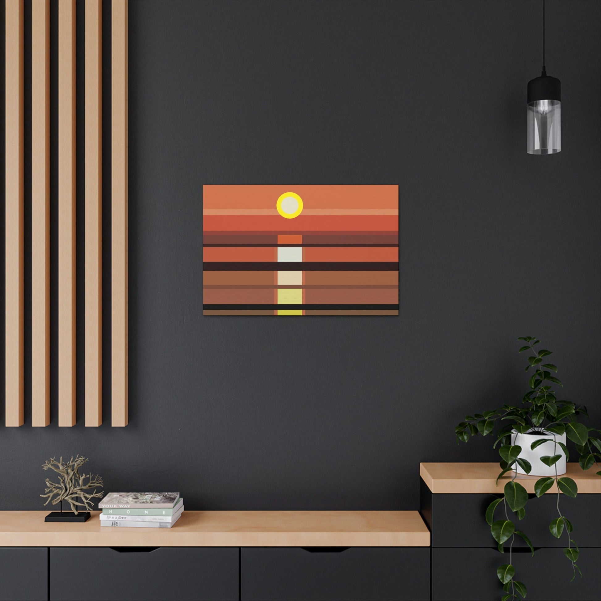 Sunset Minimal Art Landscape Water Classic Art Canvas Gallery Wraps Ichaku [Perfect Gifts Selection]