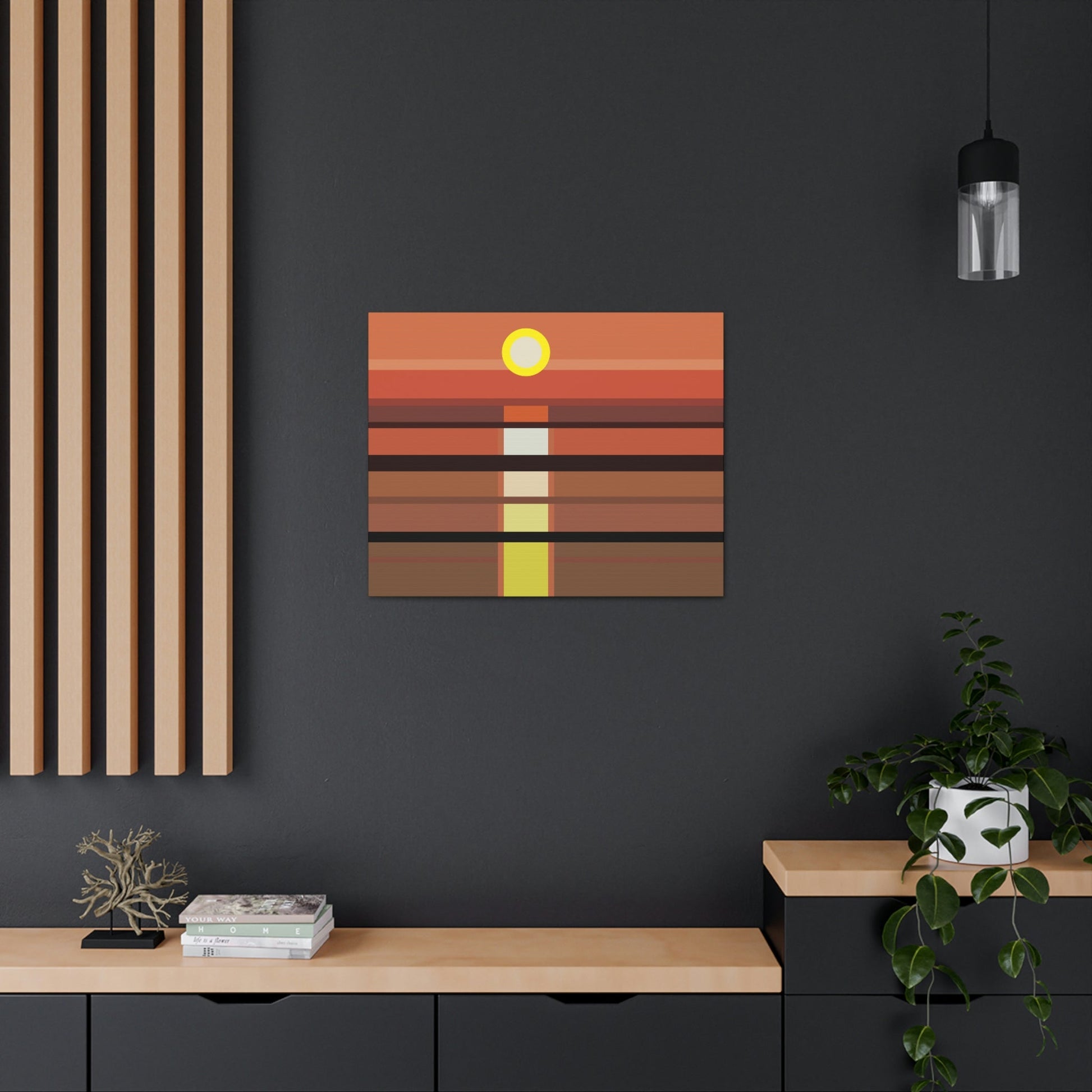 Sunset Minimal Art Landscape Water Classic Art Canvas Gallery Wraps Ichaku [Perfect Gifts Selection]