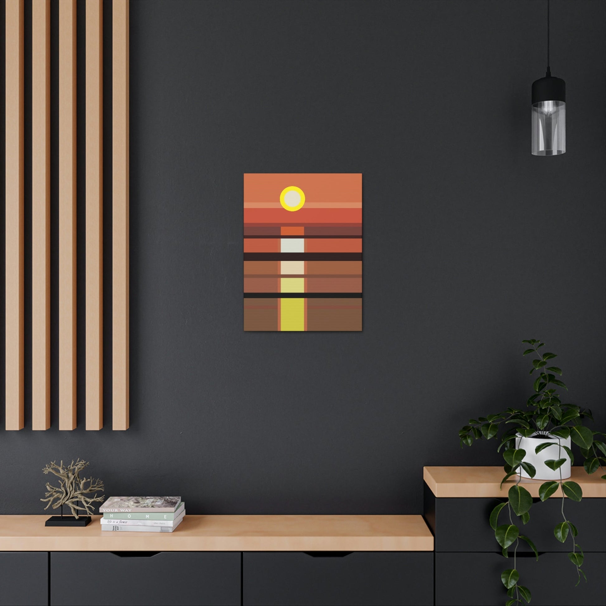 Sunset Minimal Art Landscape Water Classic Art Canvas Gallery Wraps Ichaku [Perfect Gifts Selection]