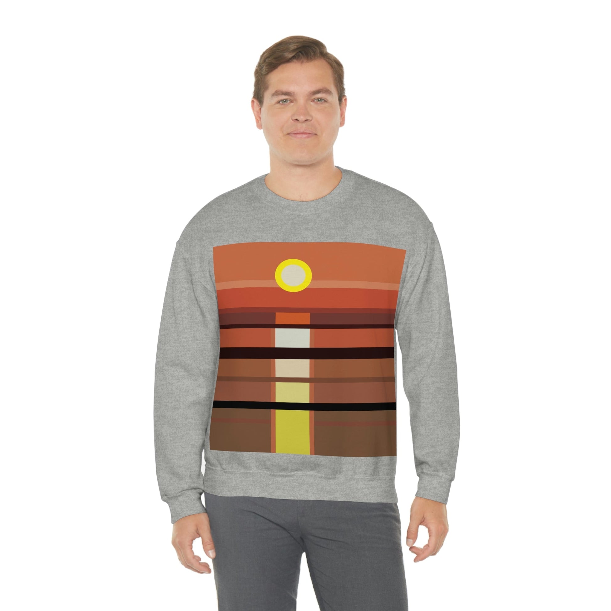 Sunset Minimal Art Landscape Water Unisex Heavy Blend™ Crewneck Sweatshirt Ichaku [Perfect Gifts Selection]