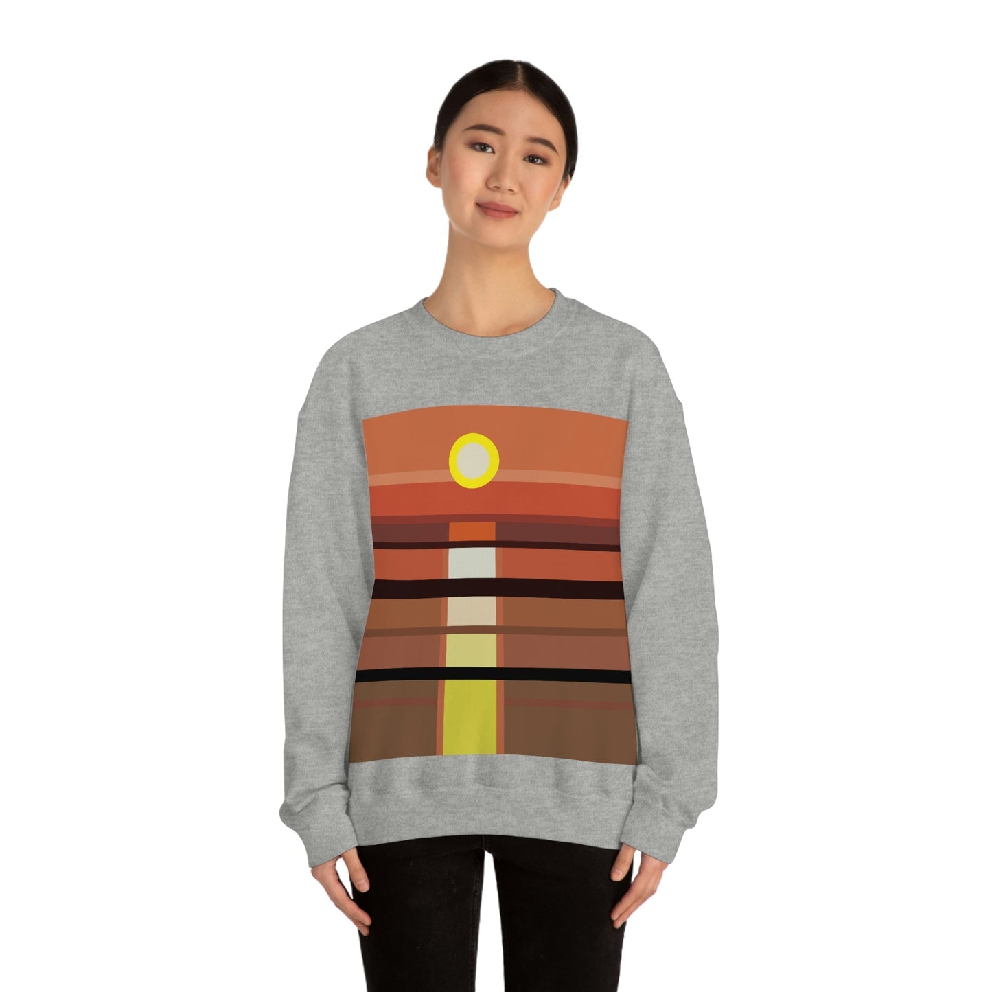 Sunset Minimal Art Landscape Water Unisex Heavy Blend™ Crewneck Sweatshirt Ichaku [Perfect Gifts Selection]