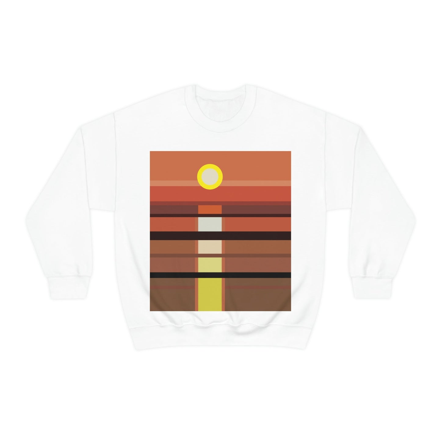 Sunset Minimal Art Landscape Water Unisex Heavy Blend™ Crewneck Sweatshirt Ichaku [Perfect Gifts Selection]