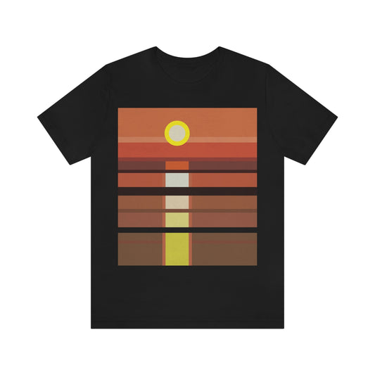 Sunset Minimal Art Landscape Water Unisex Jersey Short Sleeve T-Shirt Ichaku [Perfect Gifts Selection]