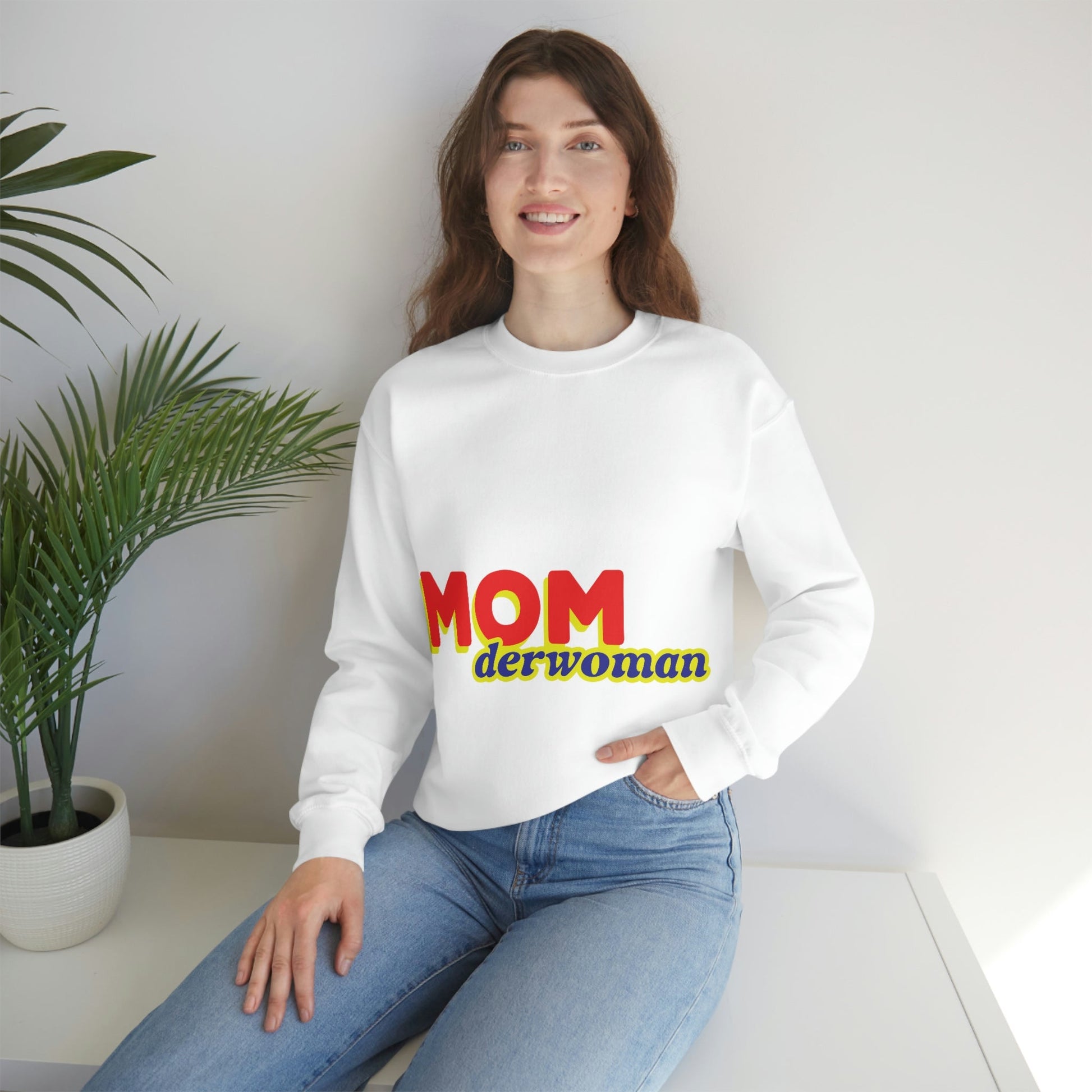 Super Mom MomderWoman Family Unisex Heavy Blend™ Crewneck Sweatshirt Ichaku [Perfect Gifts Selection]