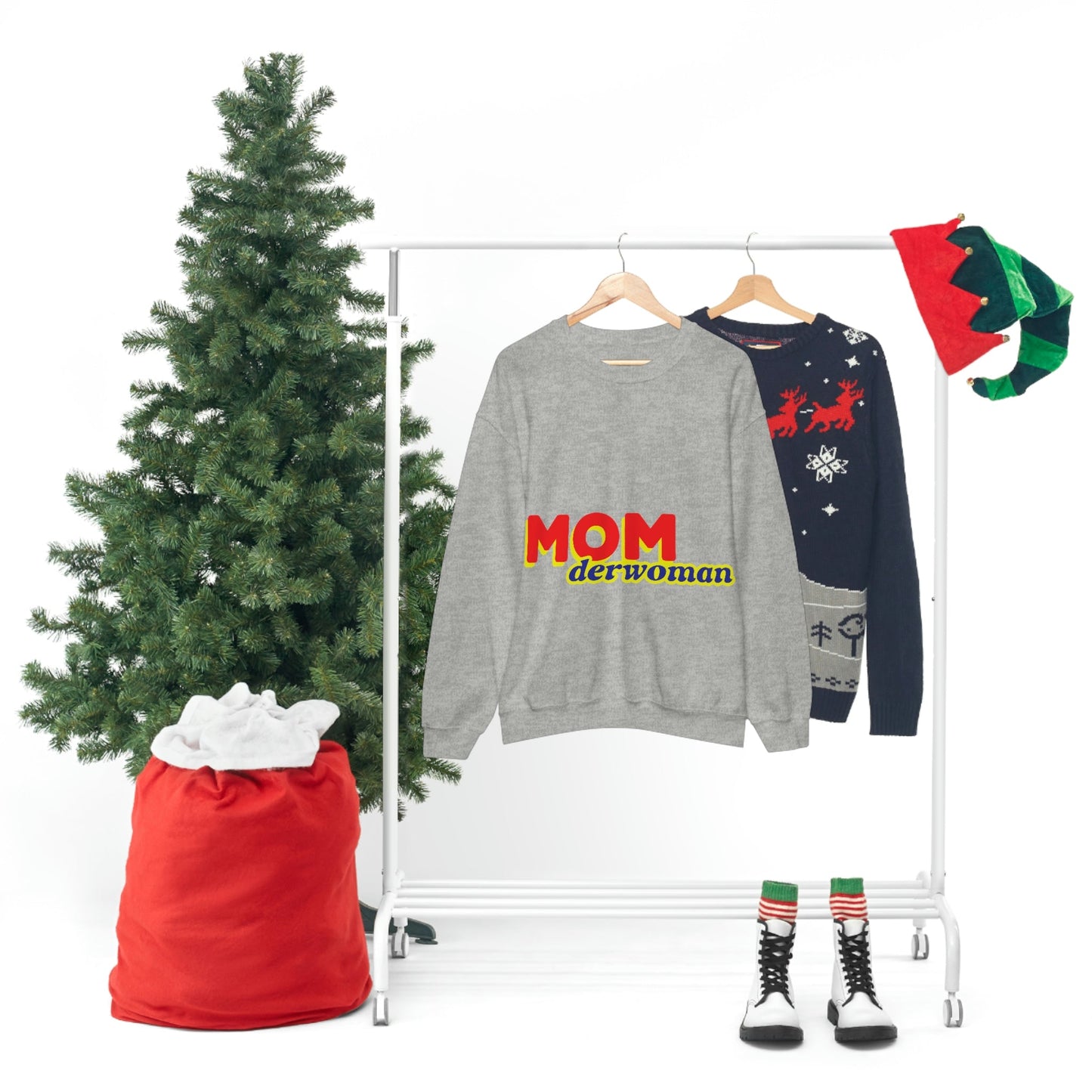 Super Mom MomderWoman Family Unisex Heavy Blend™ Crewneck Sweatshirt Ichaku [Perfect Gifts Selection]