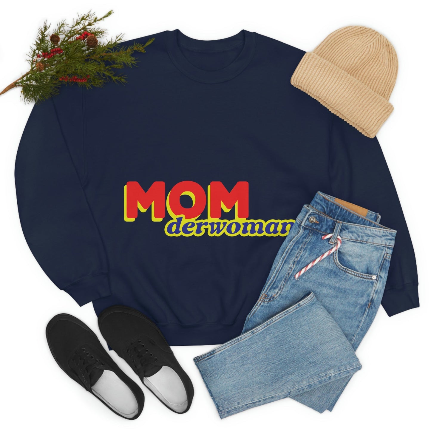 Super Mom MomderWoman Family Unisex Heavy Blend™ Crewneck Sweatshirt Ichaku [Perfect Gifts Selection]