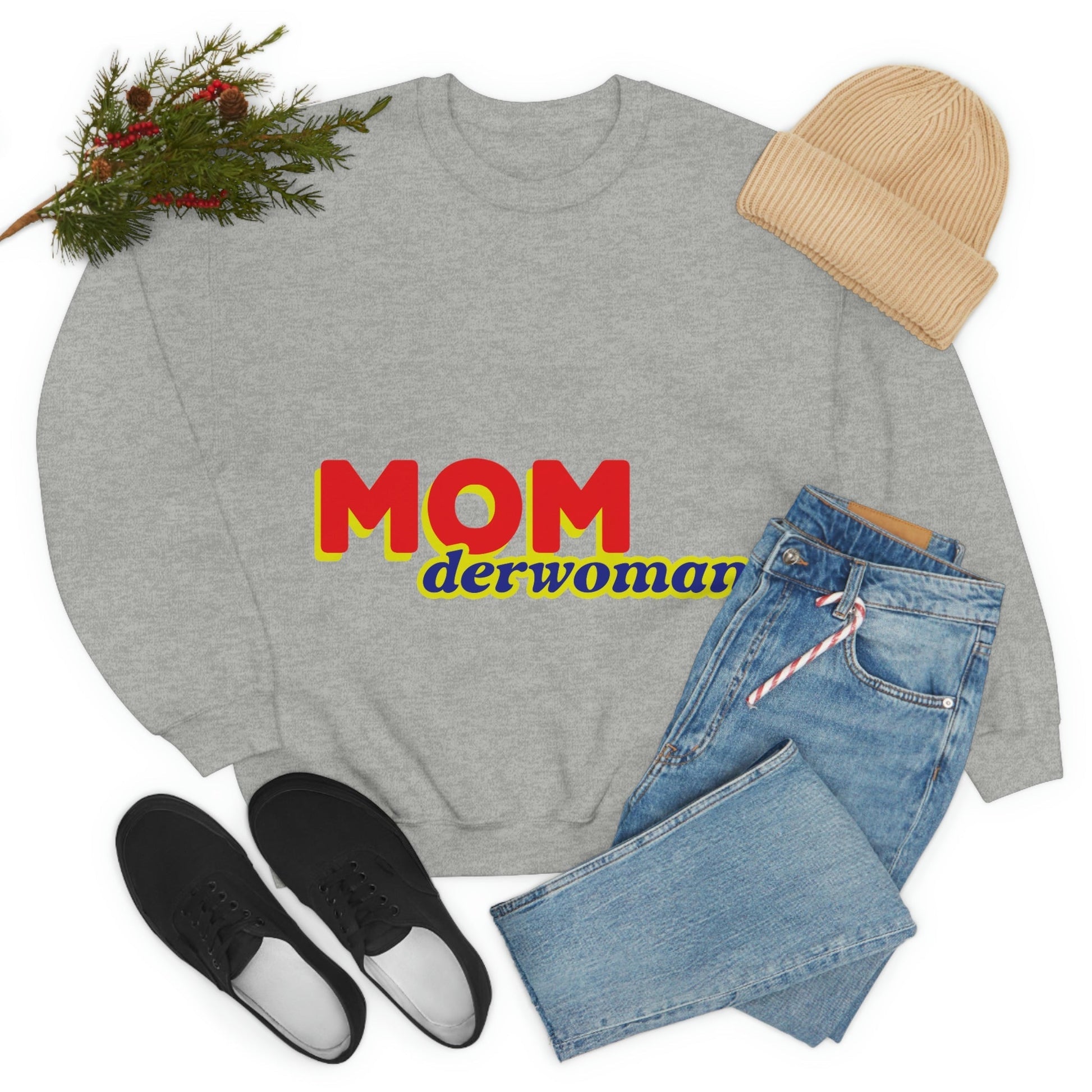 Super Mom MomderWoman Family Unisex Heavy Blend™ Crewneck Sweatshirt Ichaku [Perfect Gifts Selection]