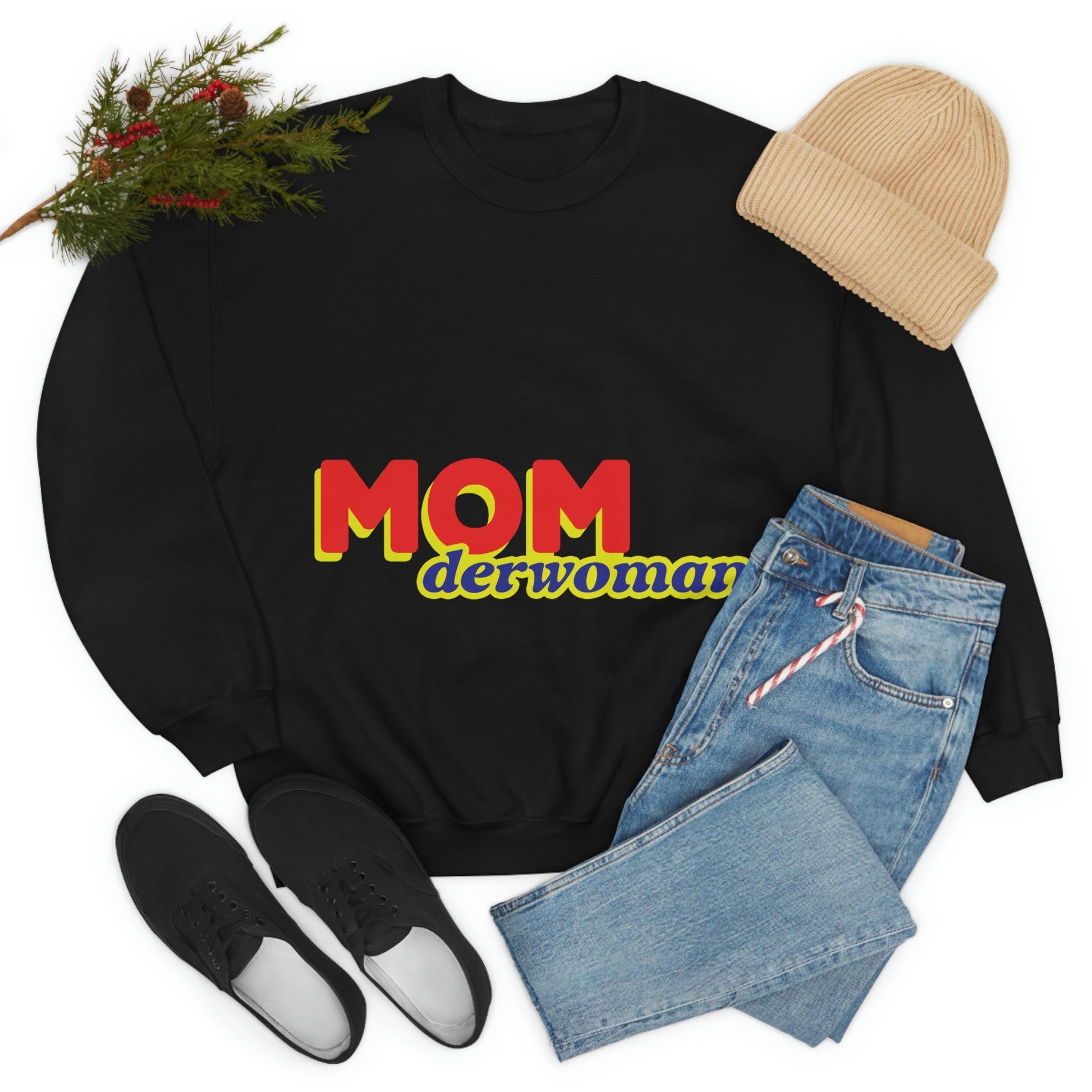 Super Mom MomderWoman Family Unisex Heavy Blend™ Crewneck Sweatshirt Ichaku [Perfect Gifts Selection]