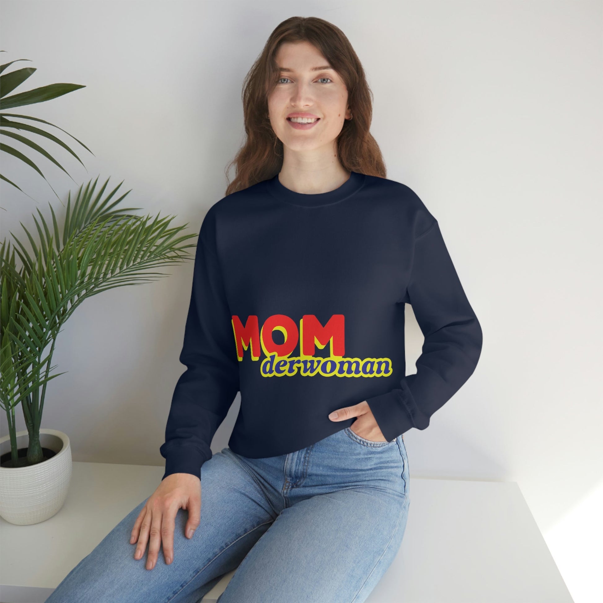 Super Mom MomderWoman Family Unisex Heavy Blend™ Crewneck Sweatshirt Ichaku [Perfect Gifts Selection]