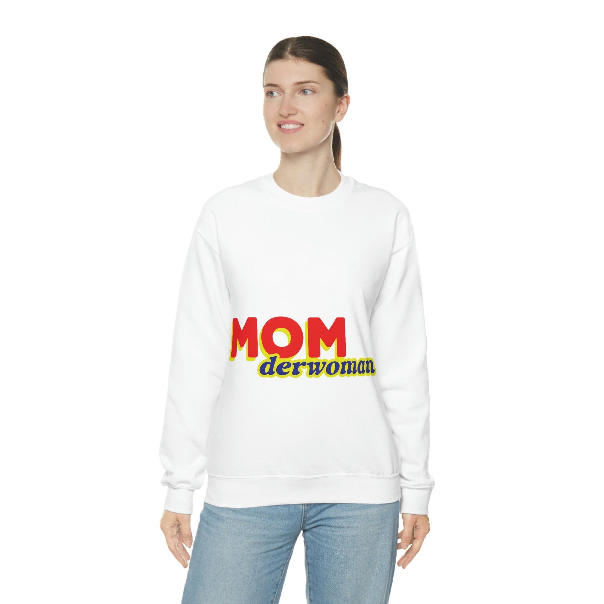 Super Mom MomderWoman Family Unisex Heavy Blend™ Crewneck Sweatshirt Ichaku [Perfect Gifts Selection]