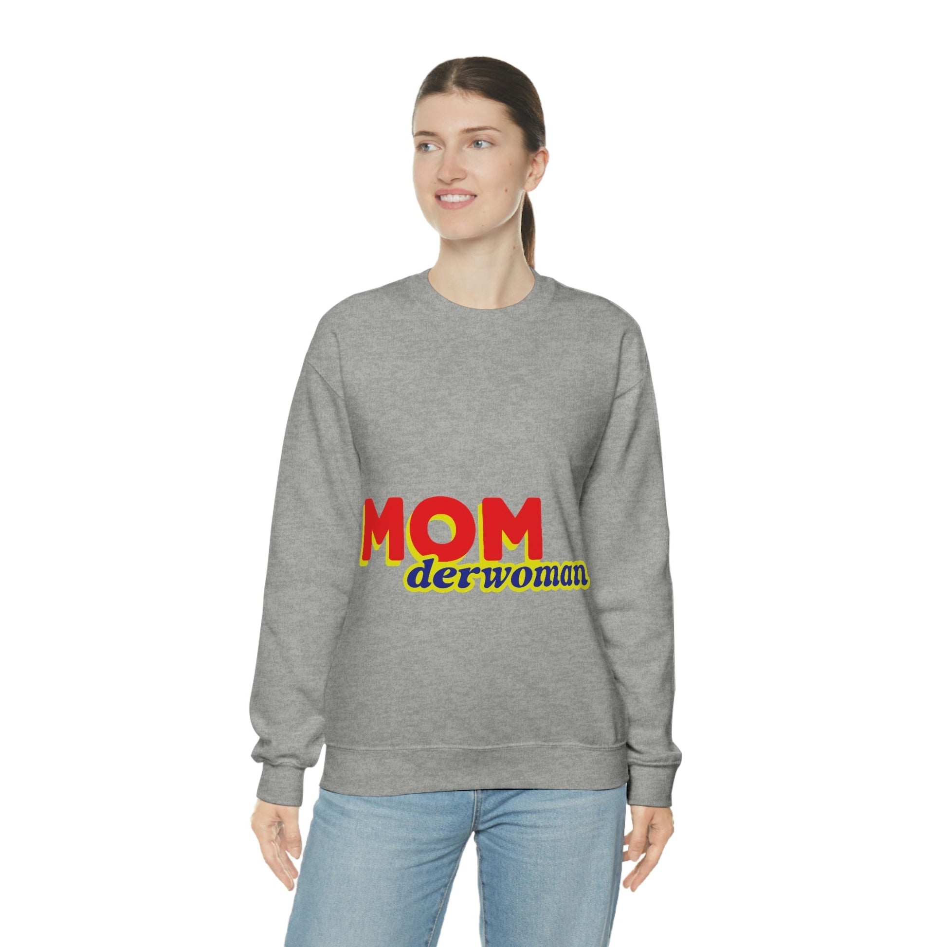 Super Mom MomderWoman Family Unisex Heavy Blend™ Crewneck Sweatshirt Ichaku [Perfect Gifts Selection]