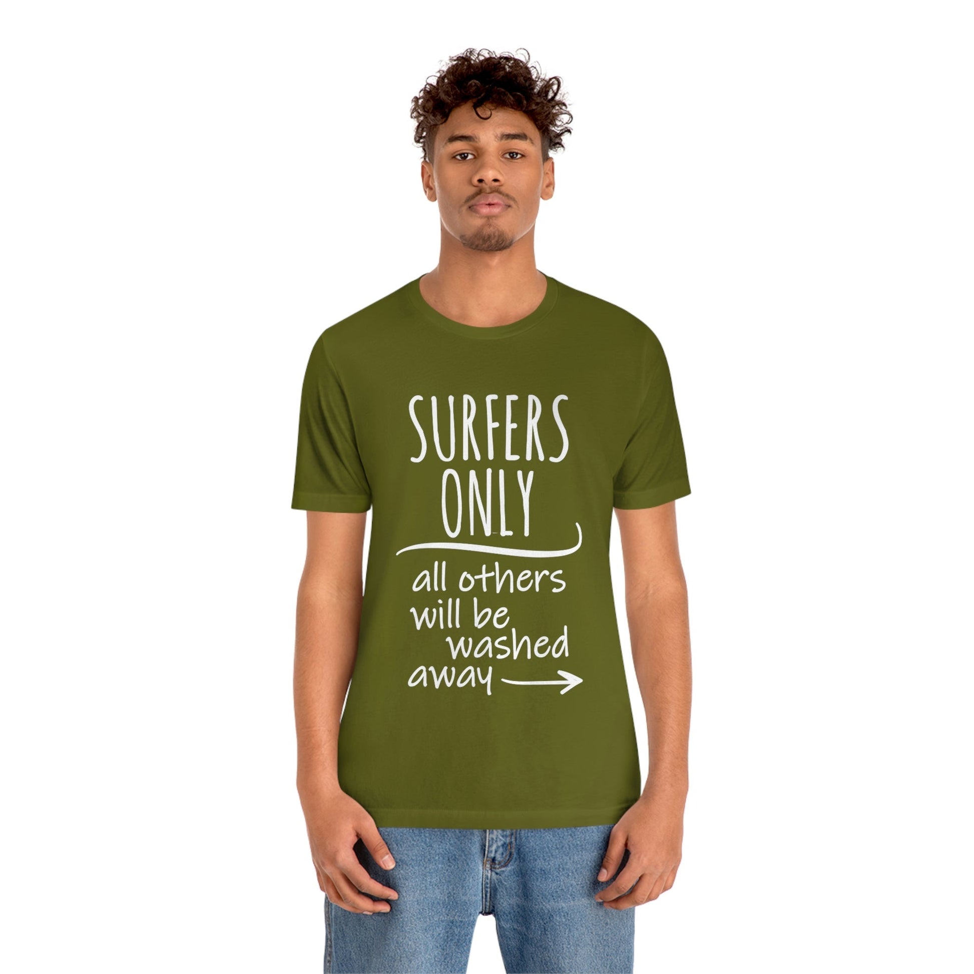 Surfers Only Surfing Lover Quotes White Text Unisex Jersey Short Sleeve T-Shirt Ichaku [Perfect Gifts Selection]
