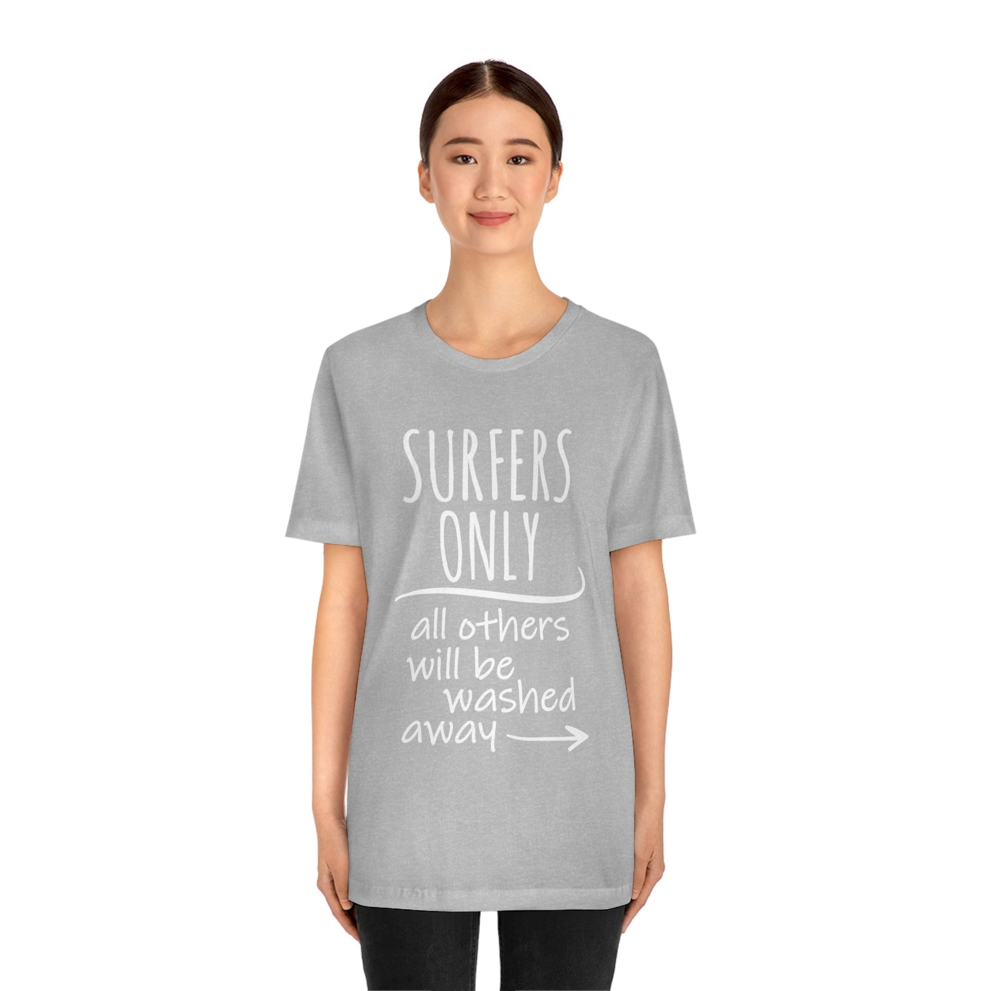 Surfers Only Surfing Lover Quotes White Text Unisex Jersey Short Sleeve T-Shirt Ichaku [Perfect Gifts Selection]