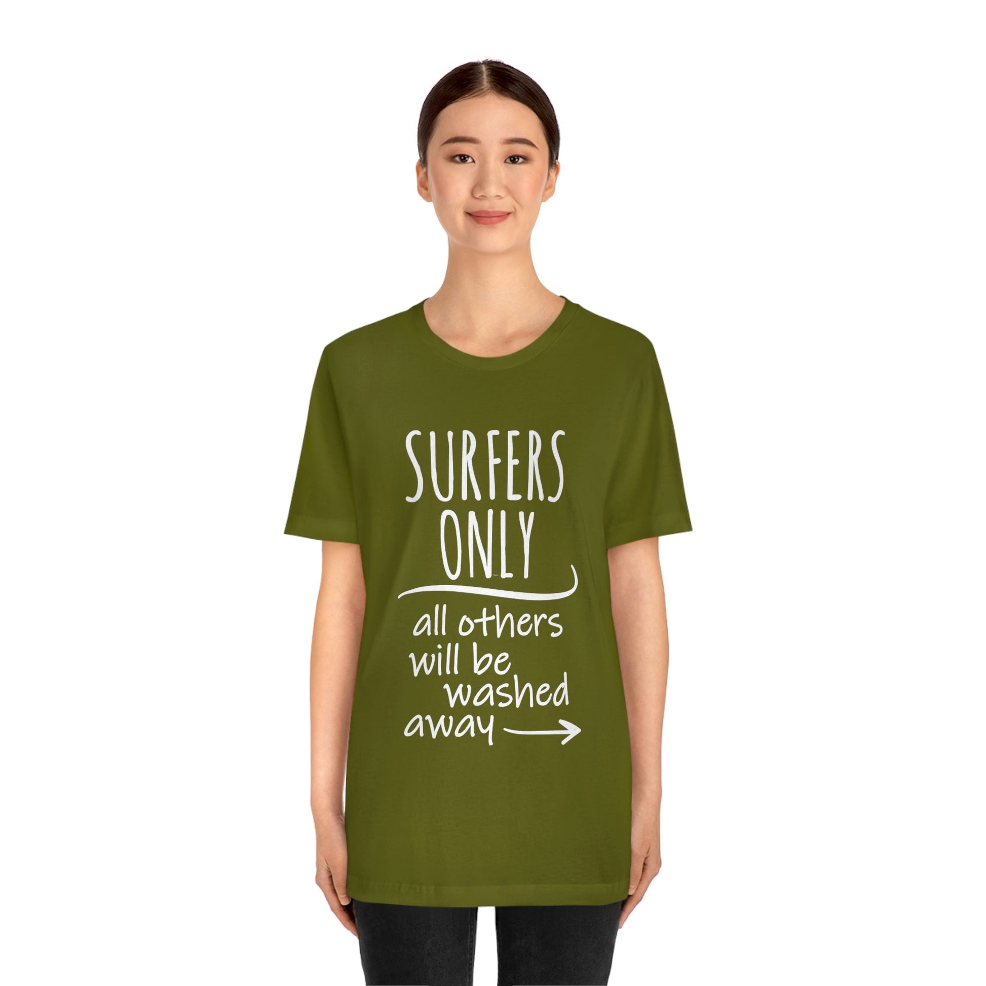 Surfers Only Surfing Lover Quotes White Text Unisex Jersey Short Sleeve T-Shirt Ichaku [Perfect Gifts Selection]