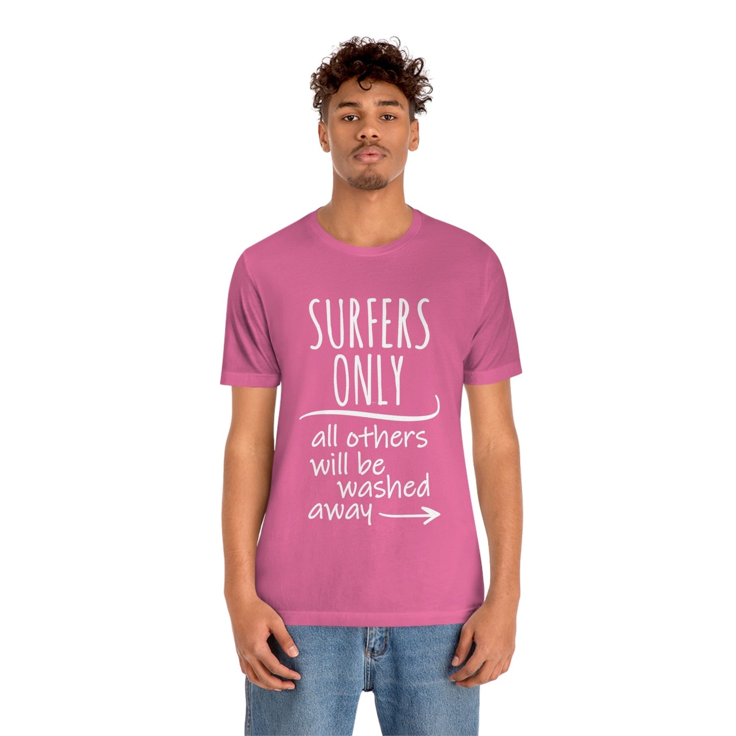 Surfers Only Surfing Lover Quotes White Text Unisex Jersey Short Sleeve T-Shirt Ichaku [Perfect Gifts Selection]