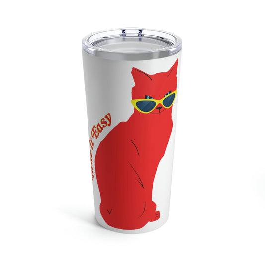 Take It Easy Red Cat Watching With Glasses Stainless Steel Hot or Cold Vacuum Tumbler 20oz Ichaku [Perfect Gifts Selection]