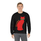 Take It Easy Red Cat Watching With Glasses Unisex Heavy Blend™ Crewneck Sweatshirt Ichaku [Perfect Gifts Selection]