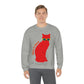 Take It Easy Red Cat Watching With Glasses Unisex Heavy Blend™ Crewneck Sweatshirt Ichaku [Perfect Gifts Selection]