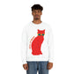 Take It Easy Red Cat Watching With Glasses Unisex Heavy Blend™ Crewneck Sweatshirt Ichaku [Perfect Gifts Selection]